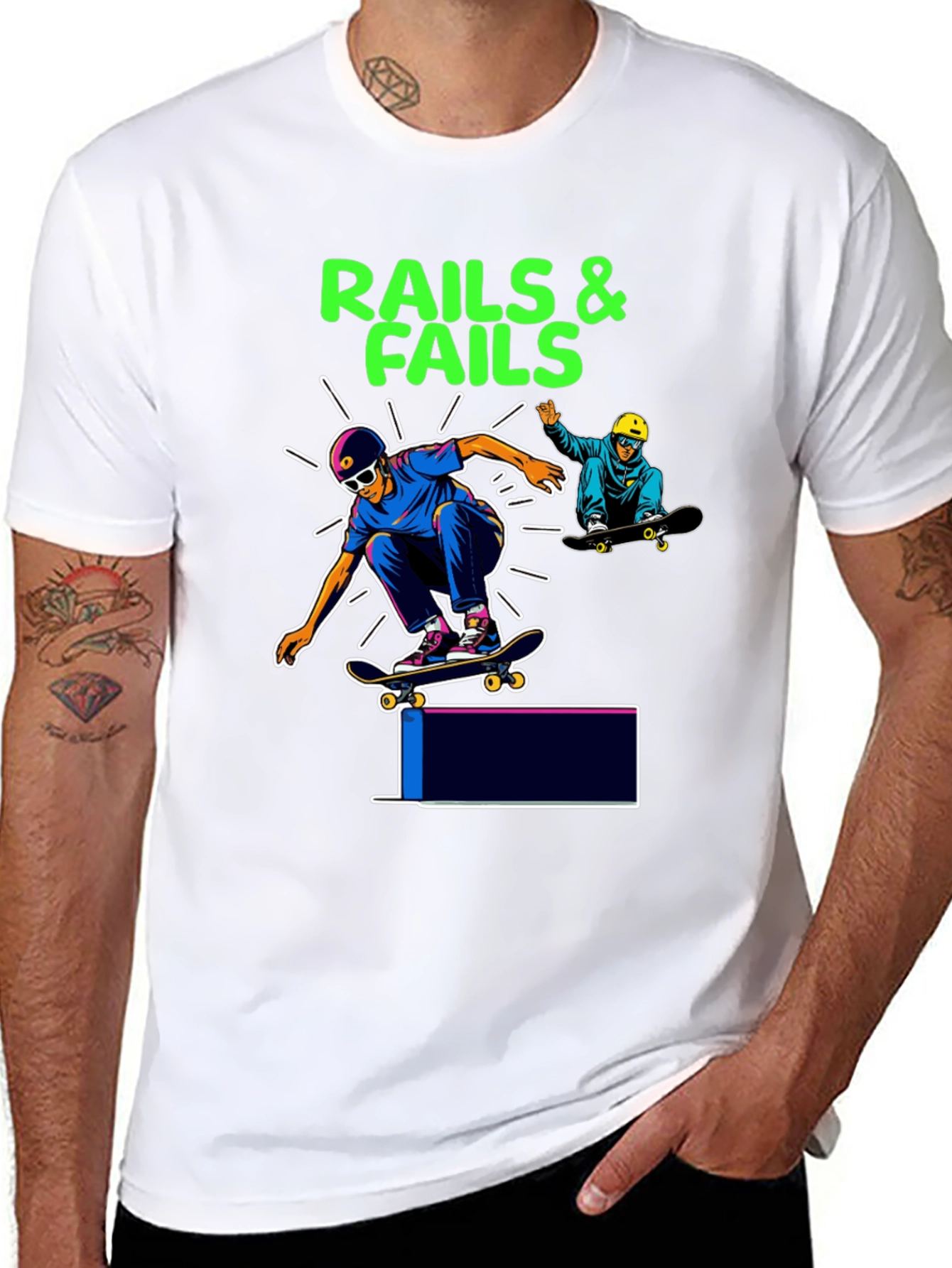 Rails & Fails Skateboarder Graphic Tee