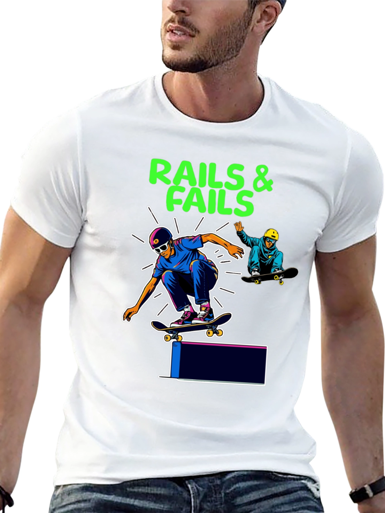 Rails & Fails Skateboarder Graphic Tee