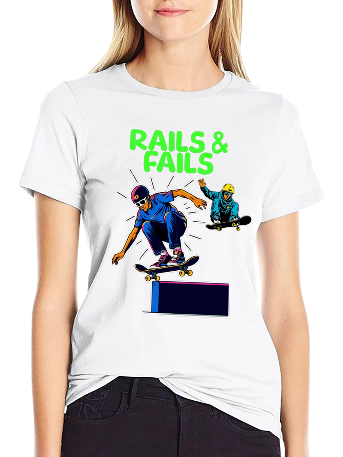 Rails & Fails Skateboarder Graphic Tee