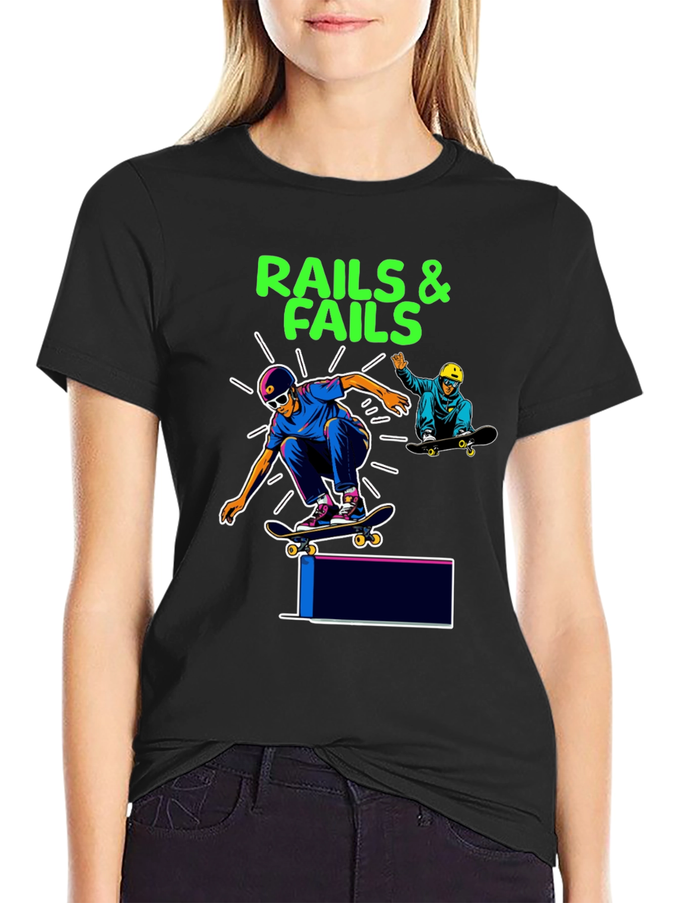 Rails & Fails Skateboarder Graphic Tee