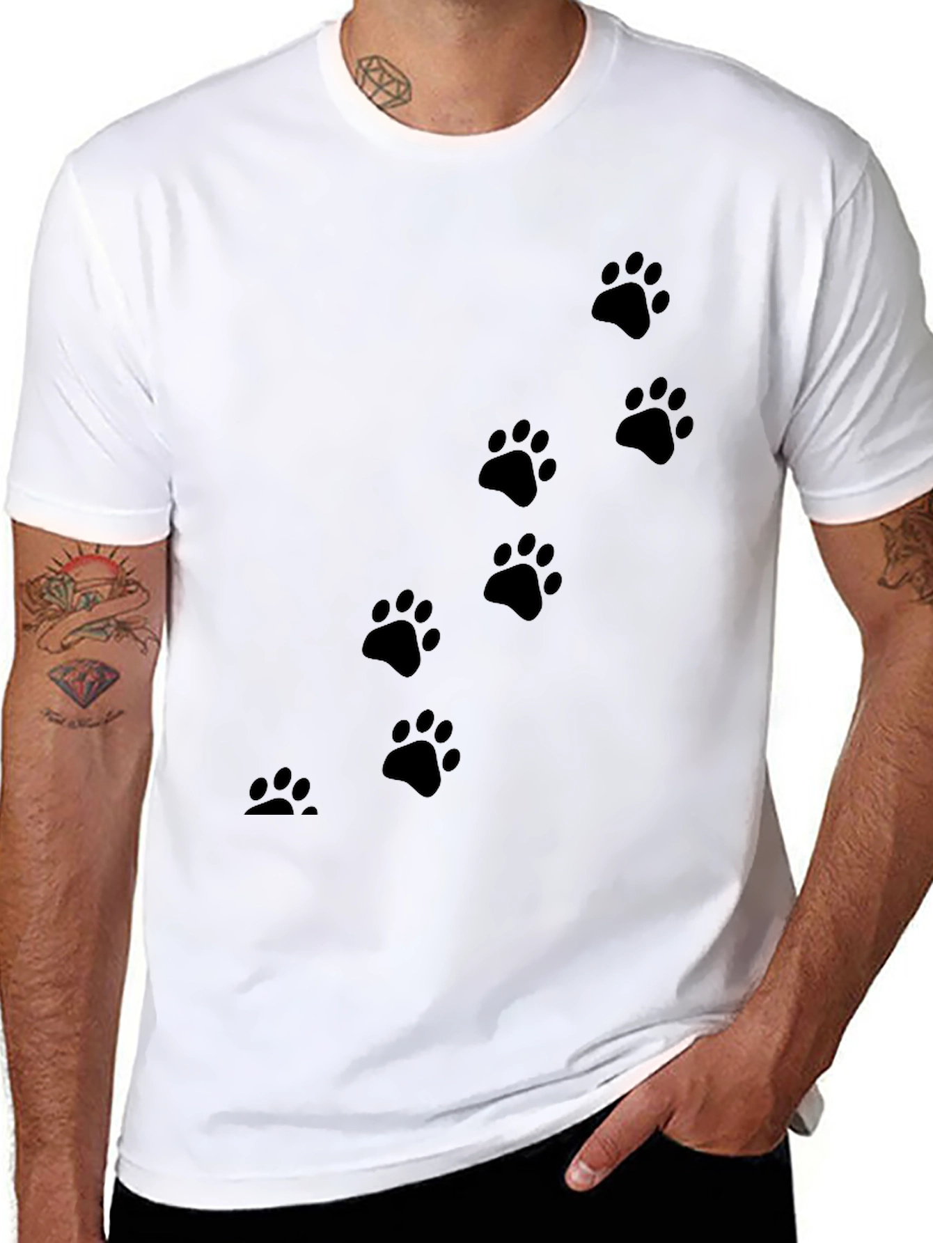 Black Paw Print T-Shirt for Animal Lovers
