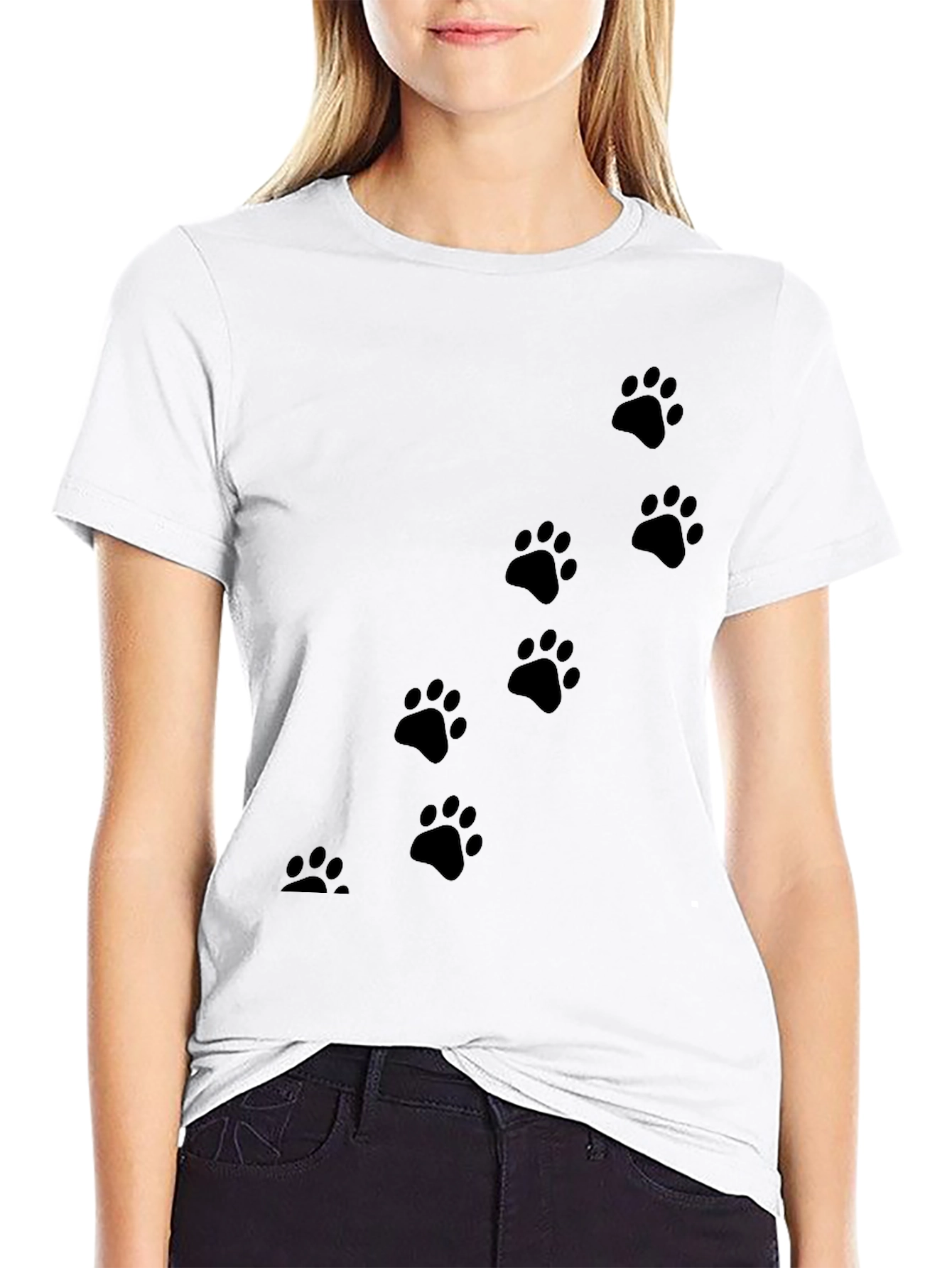 Black Paw Print T-Shirt for Animal Lovers