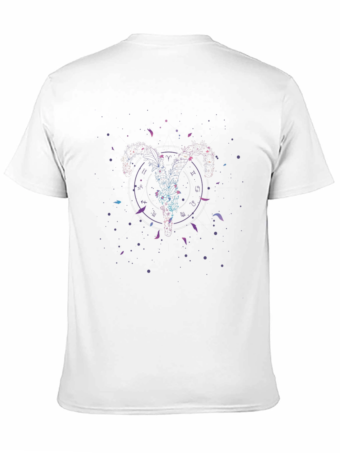 Cosmic Zodiac Aries Ram Graphic T-Shirt - Black