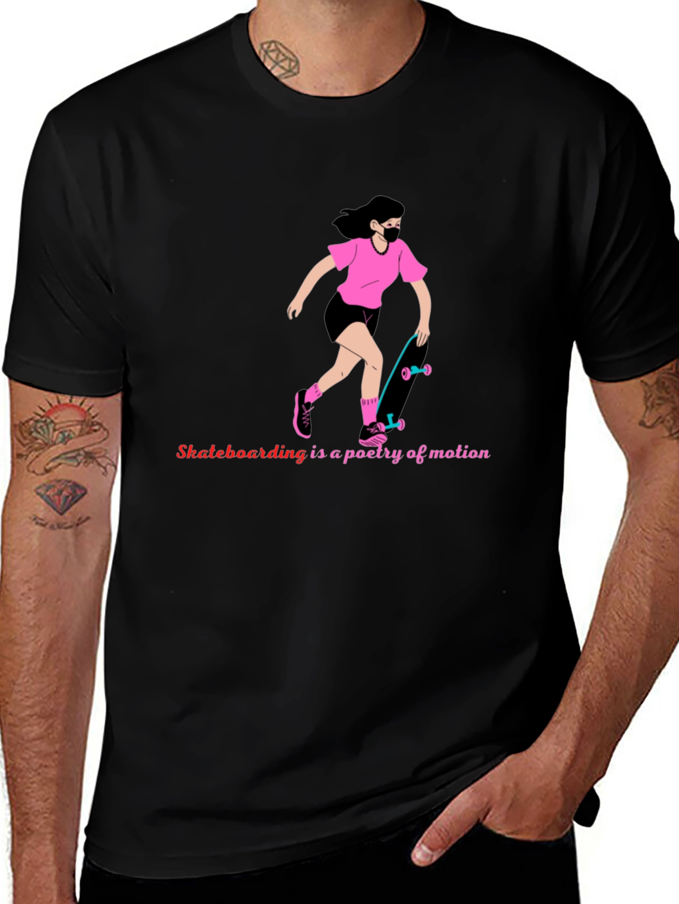 Skateboarding Poetry Graphic Tee - Stylish & Unique!