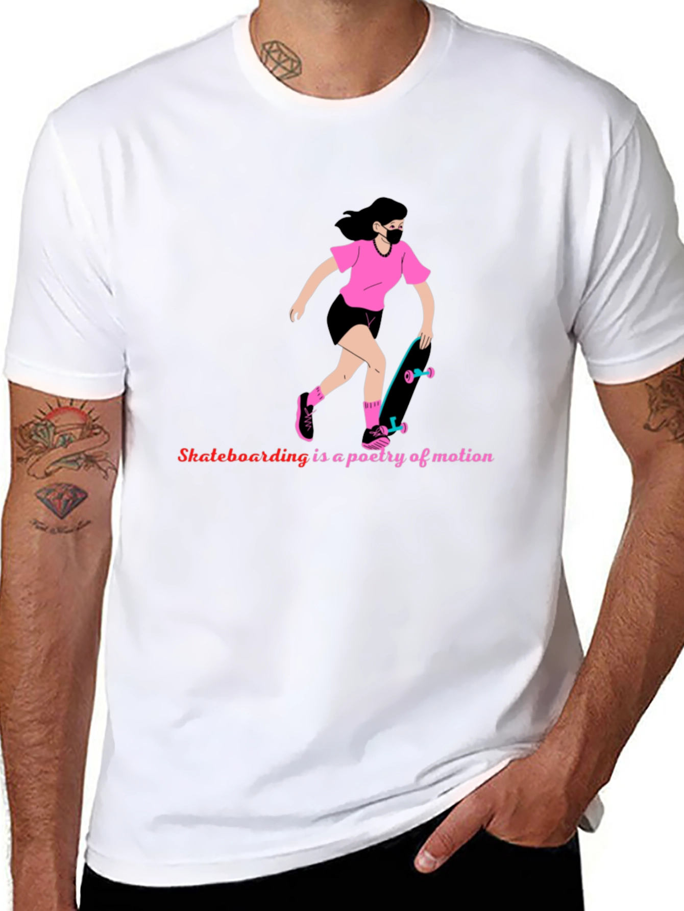 Skateboarding Poetry Graphic Tee - Stylish & Unique!