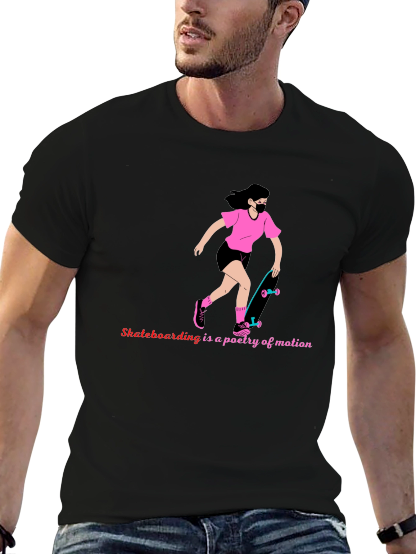 Skateboarding Poetry Graphic Tee - Stylish & Unique!
