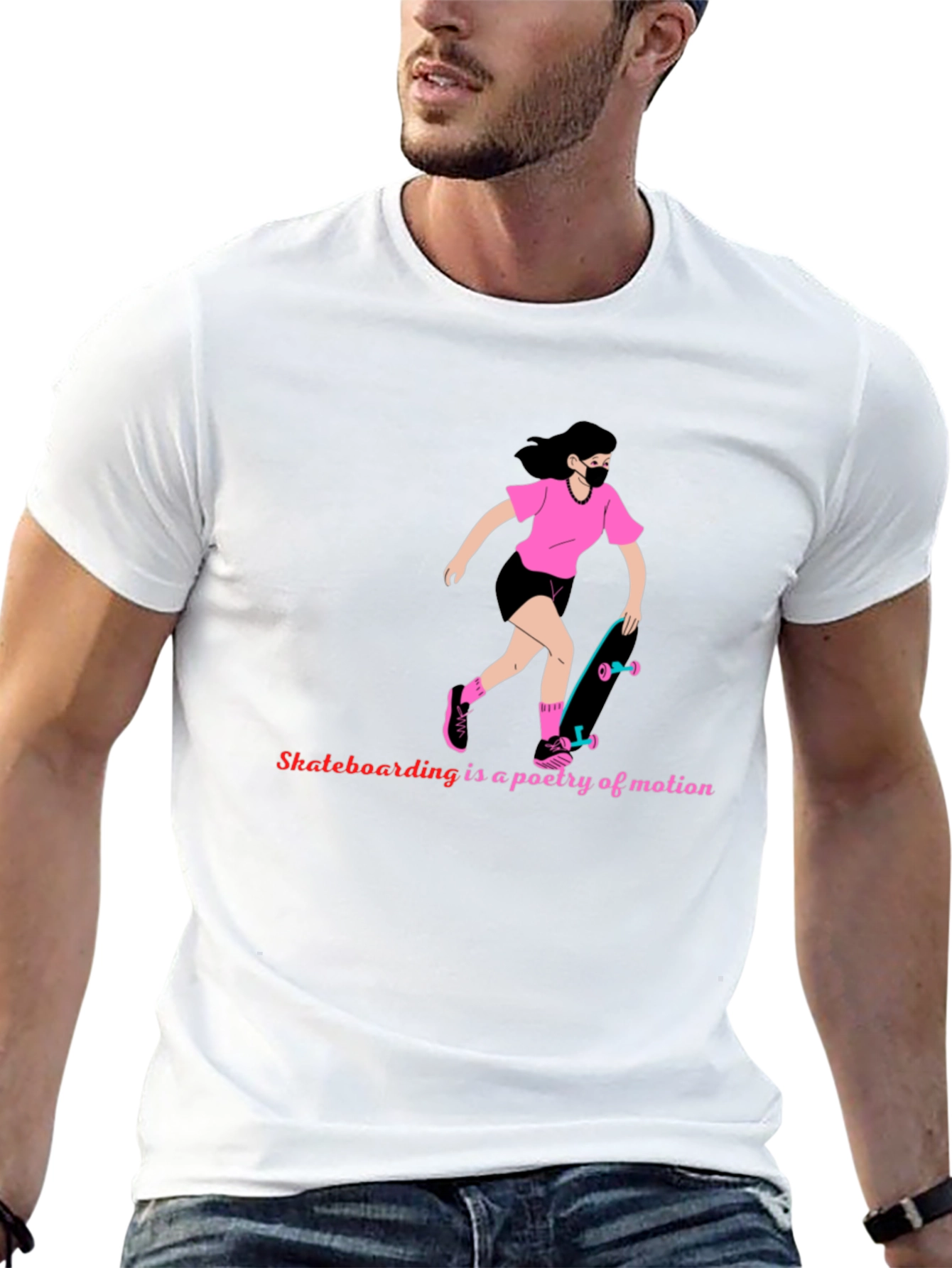 Skateboarding Poetry Graphic Tee - Stylish & Unique!