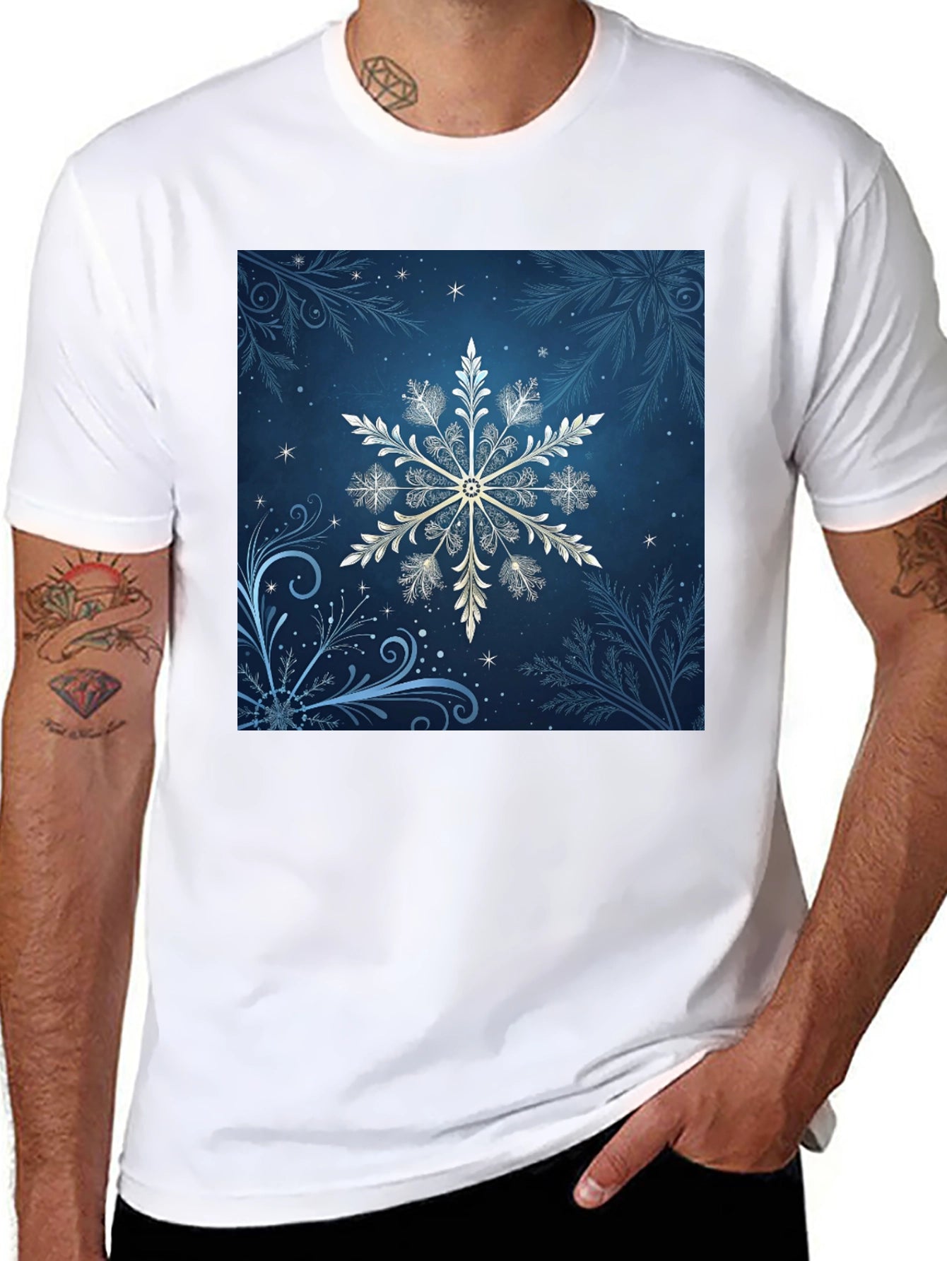 Snowflake Graphic Tee - Black Cotton Blend