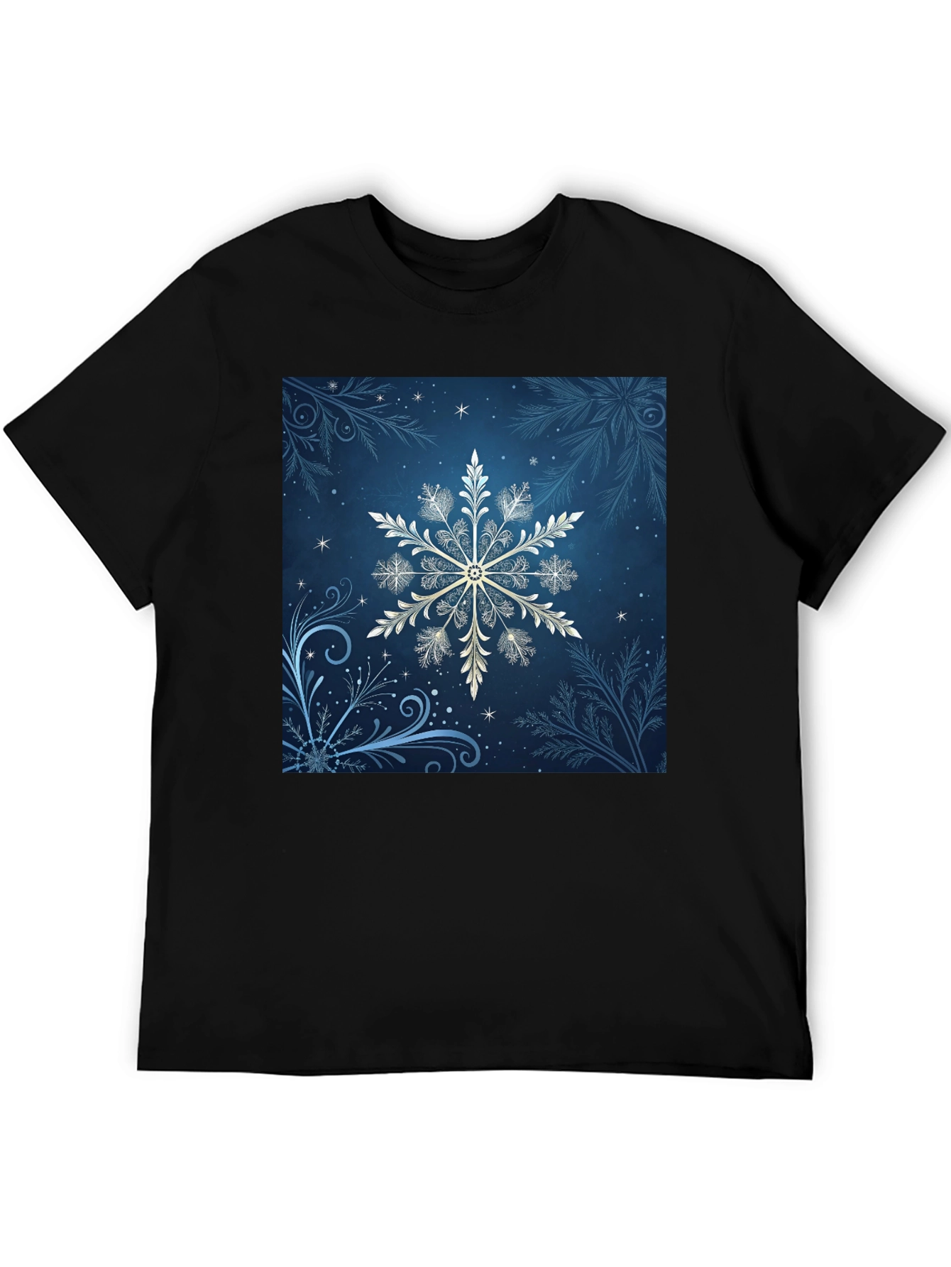Snowflake Graphic Tee - Black Cotton Blend
