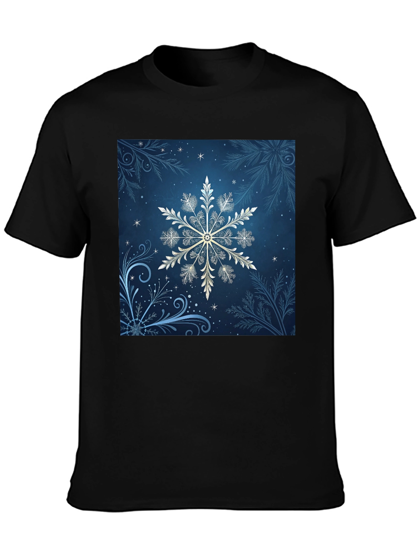 Snowflake Graphic Tee - Black Cotton Blend