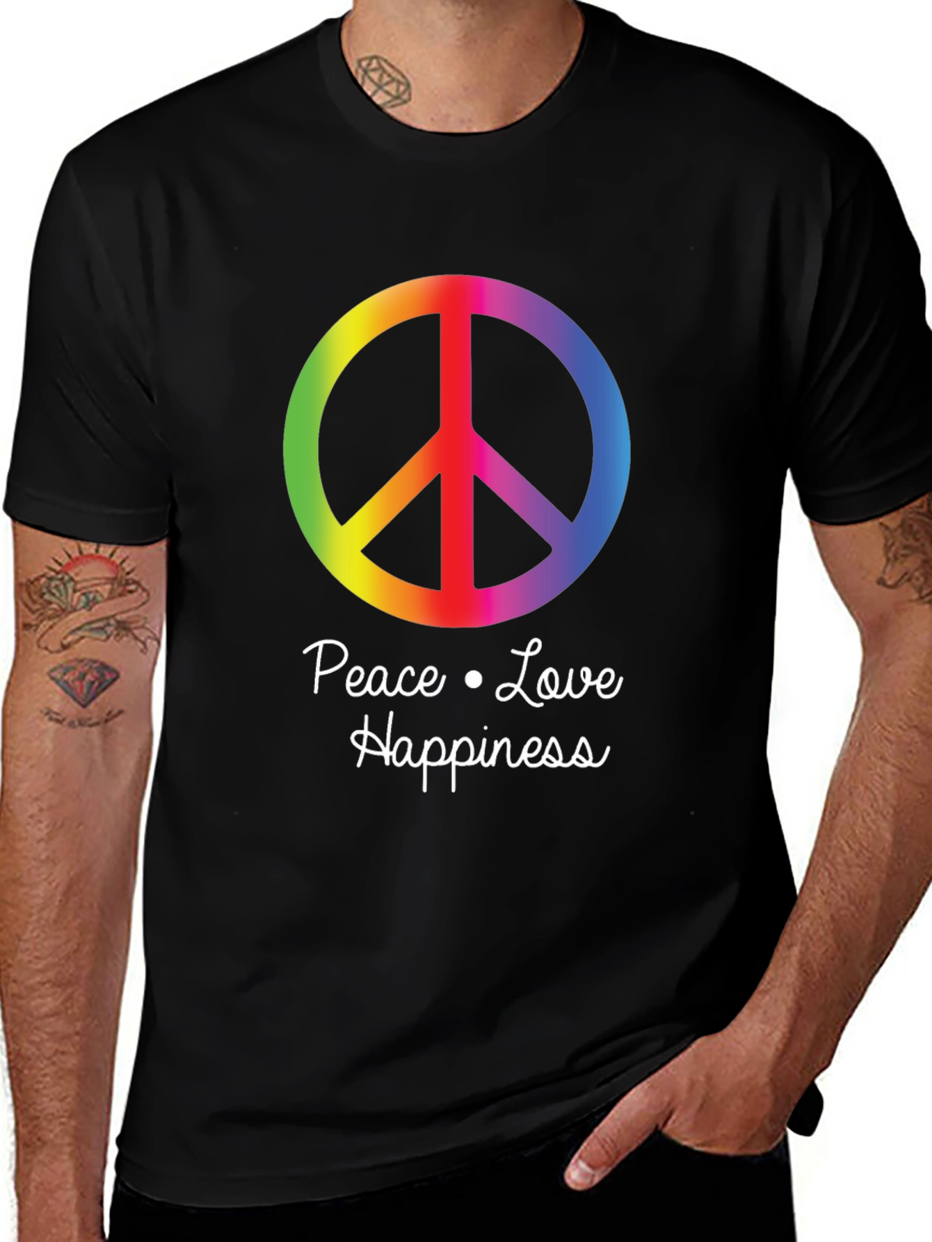 Peace Love Happiness Graphic T-Shirt
