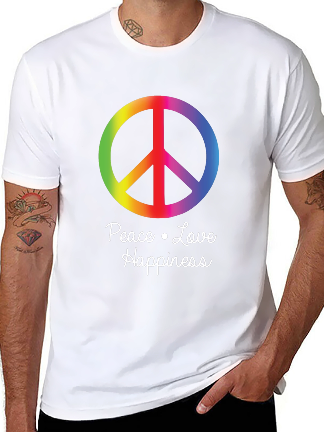 Peace Love Happiness Graphic T-Shirt