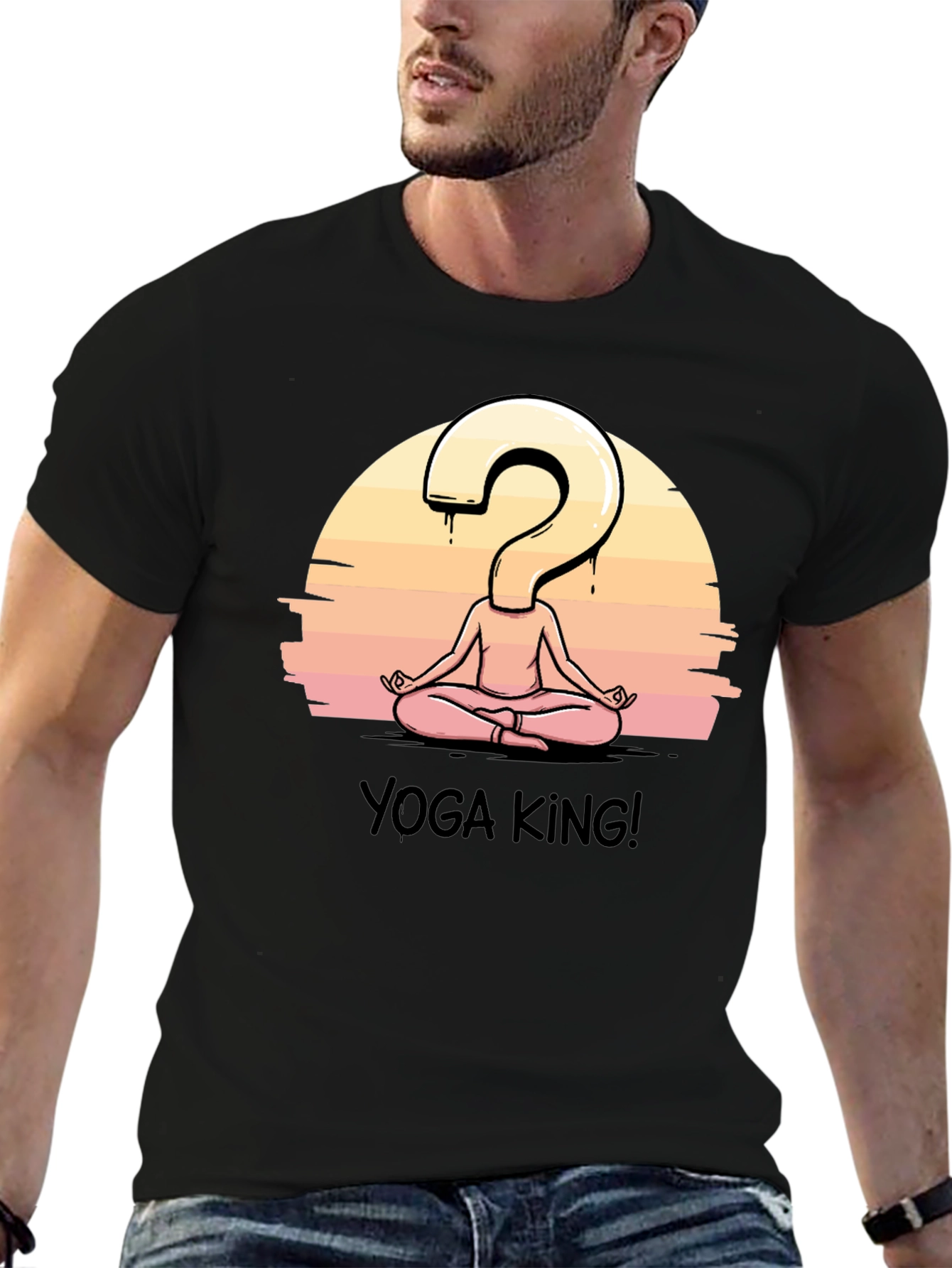 Yoga King Graphic Tee - Question Mark Meditating Design