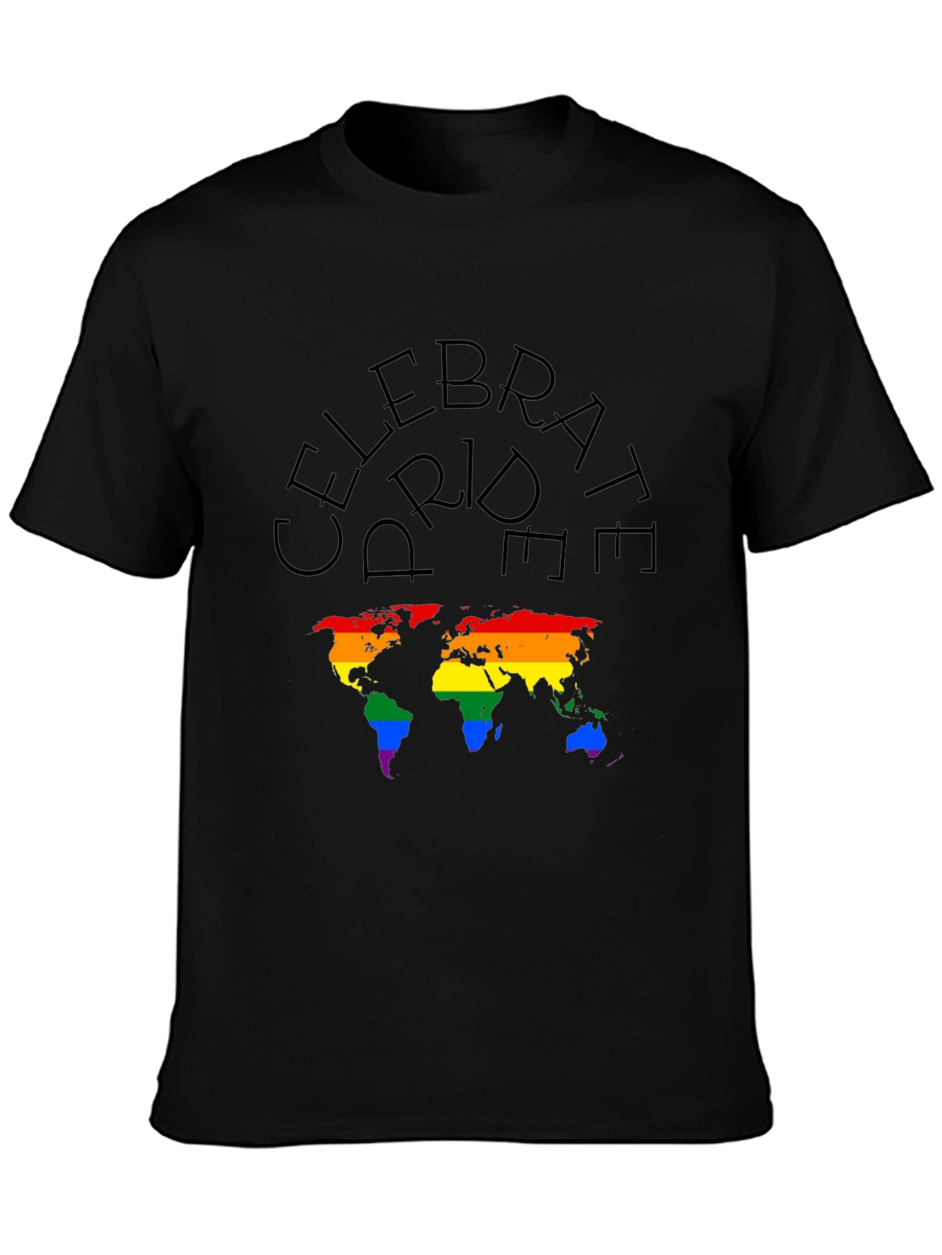 Celebrate Pride World Map Tee - Black