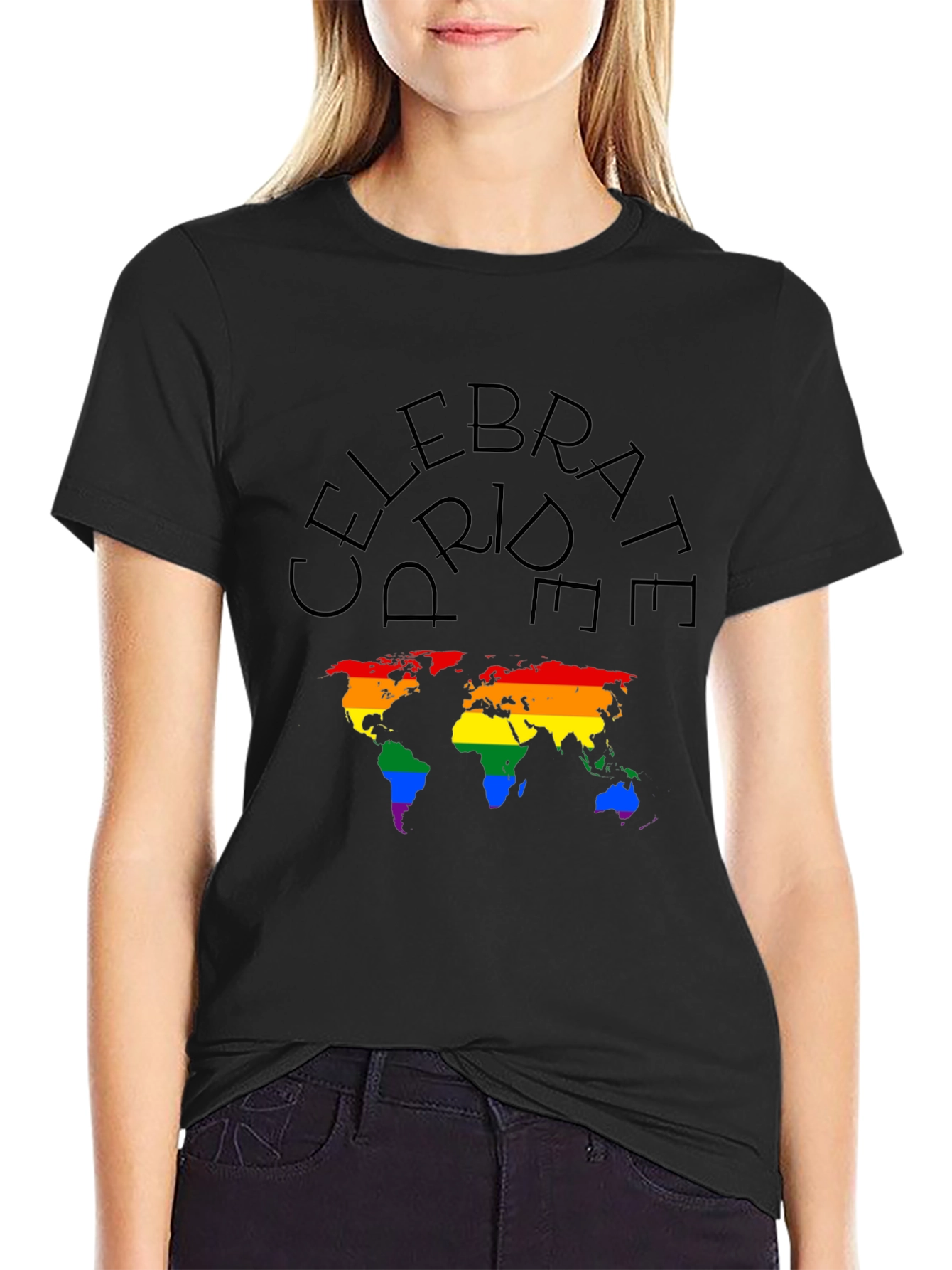 Celebrate Pride World Map Tee - Black