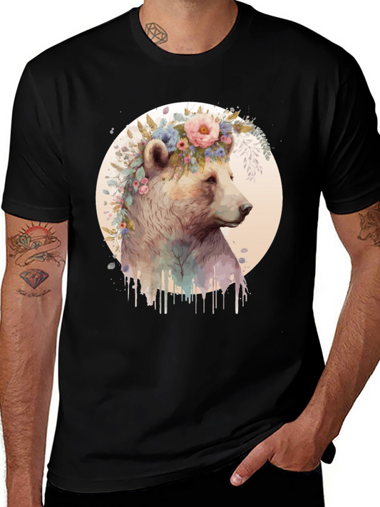 Floral Bear Tee - Artistic Graphic T-Shirt