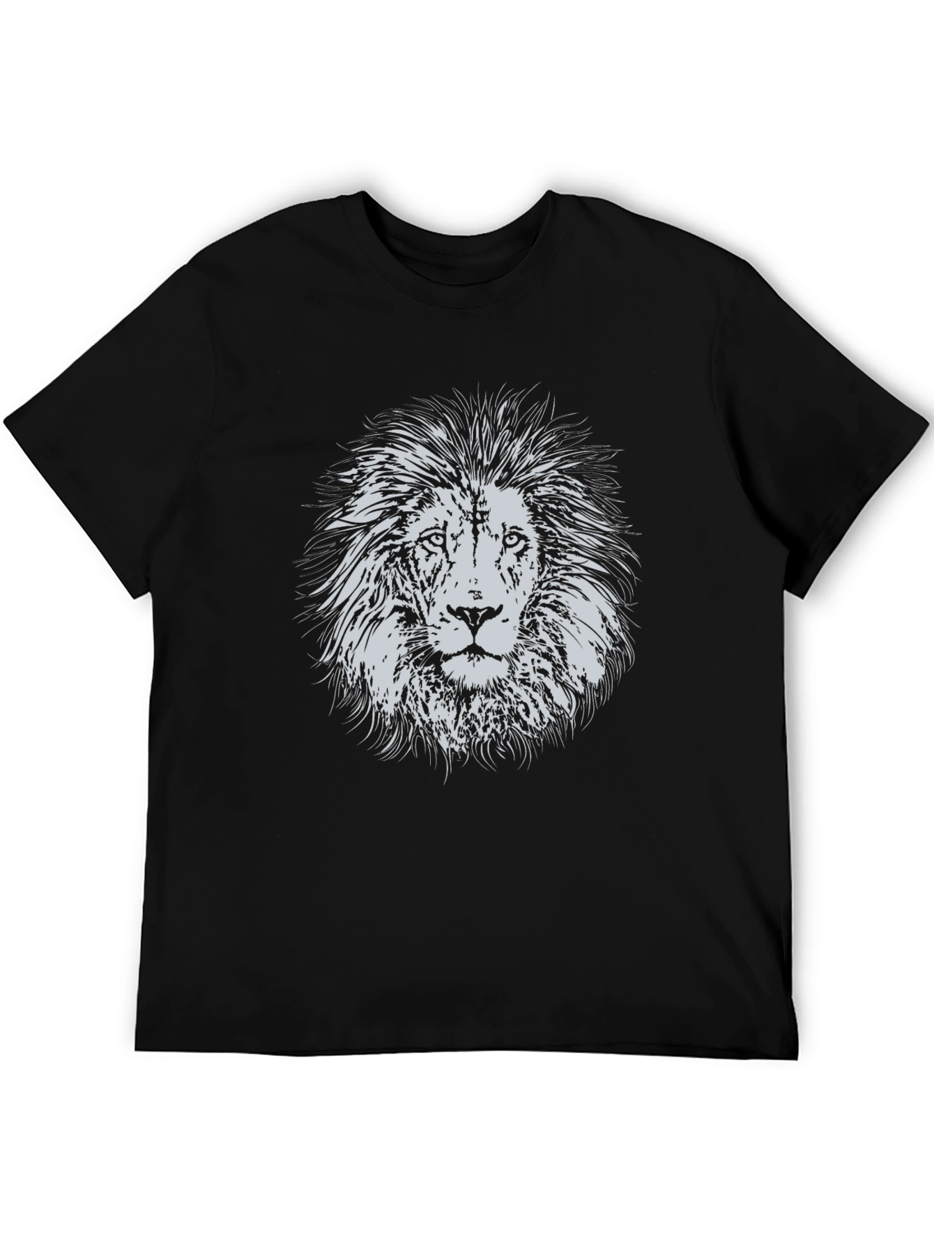 Lion Graphic Print Black T-Shirt