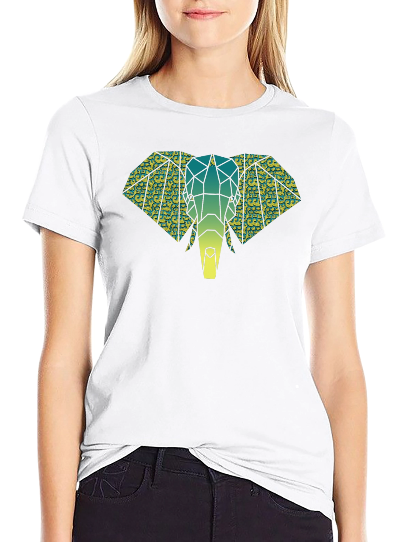 Geometric Elephant Graphic Tee - Modern Animal Print