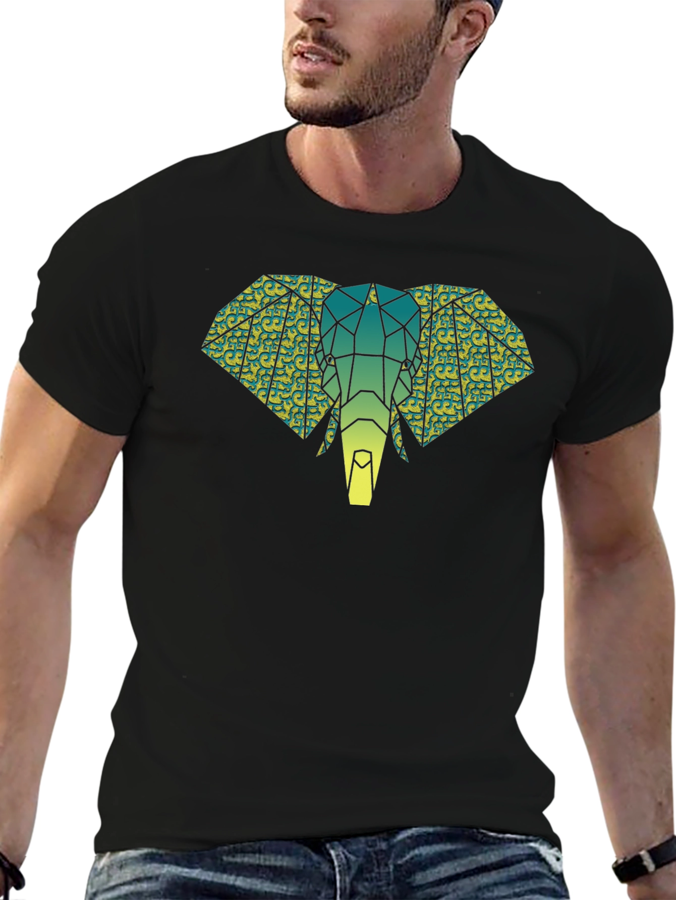 Geometric Elephant Graphic Tee - Modern Animal Print