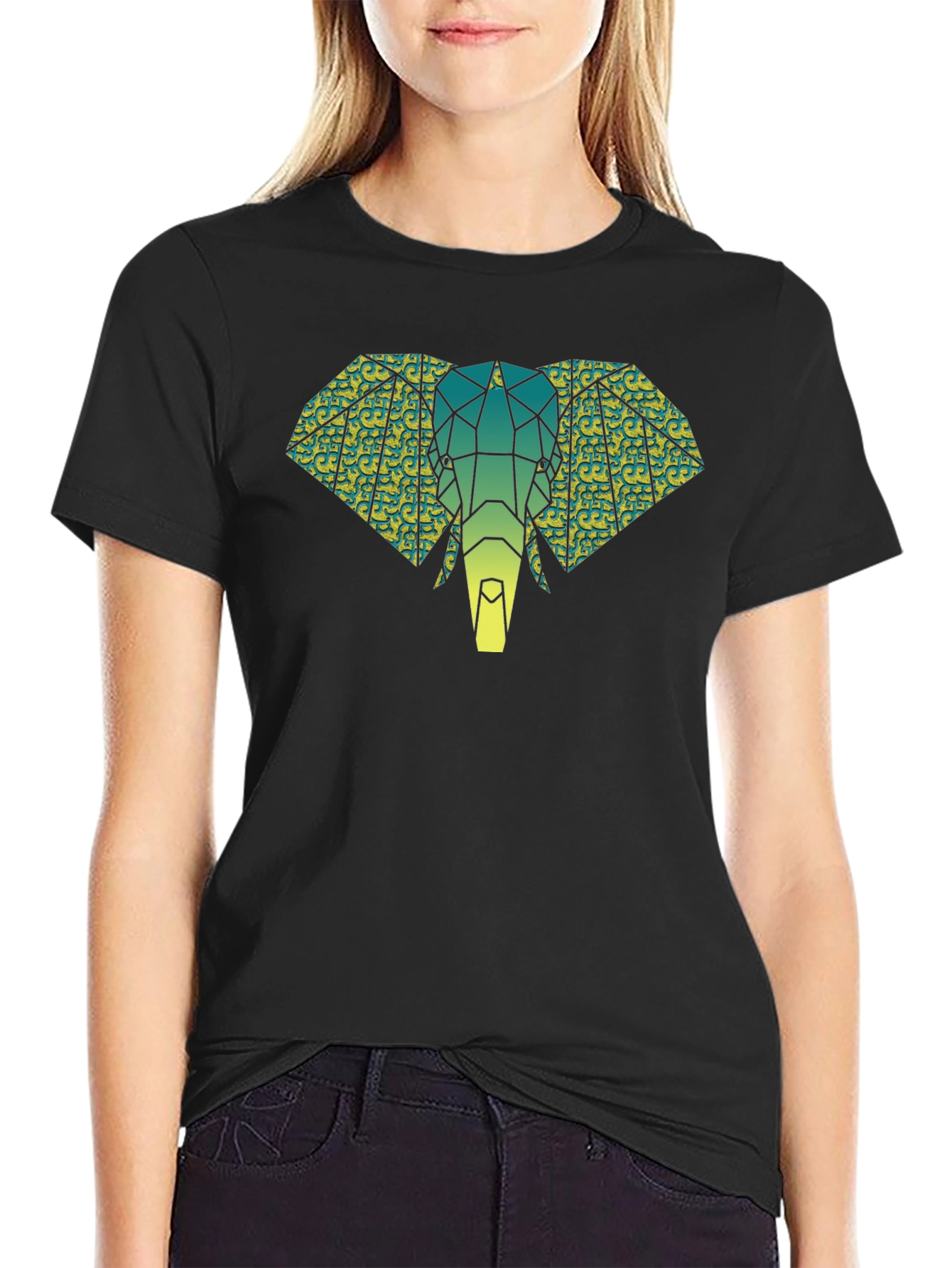 Geometric Elephant Graphic Tee - Modern Animal Print