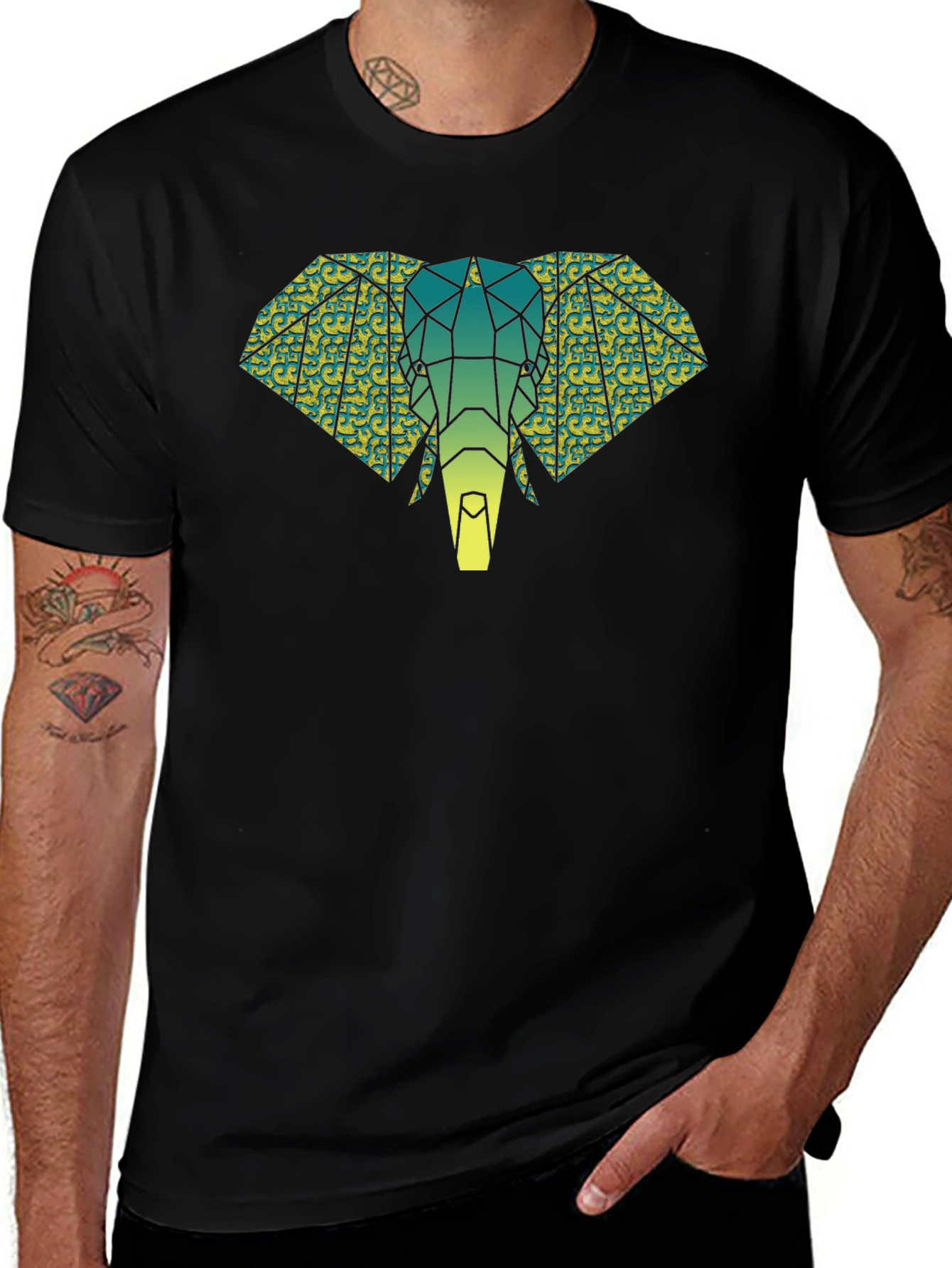 Geometric Elephant Graphic Tee - Modern Animal Print