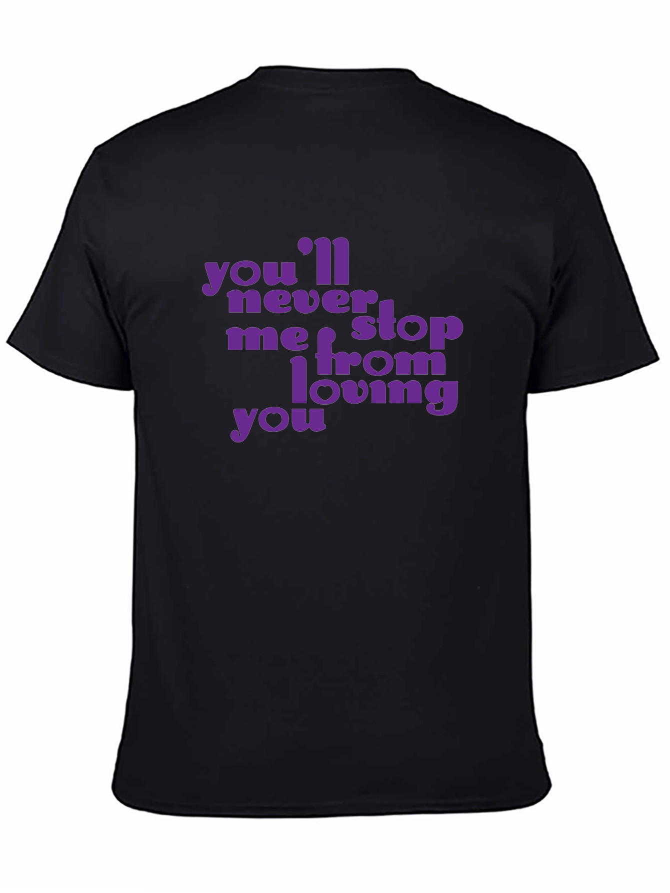 Purple Text Graphic Black T-Shirt