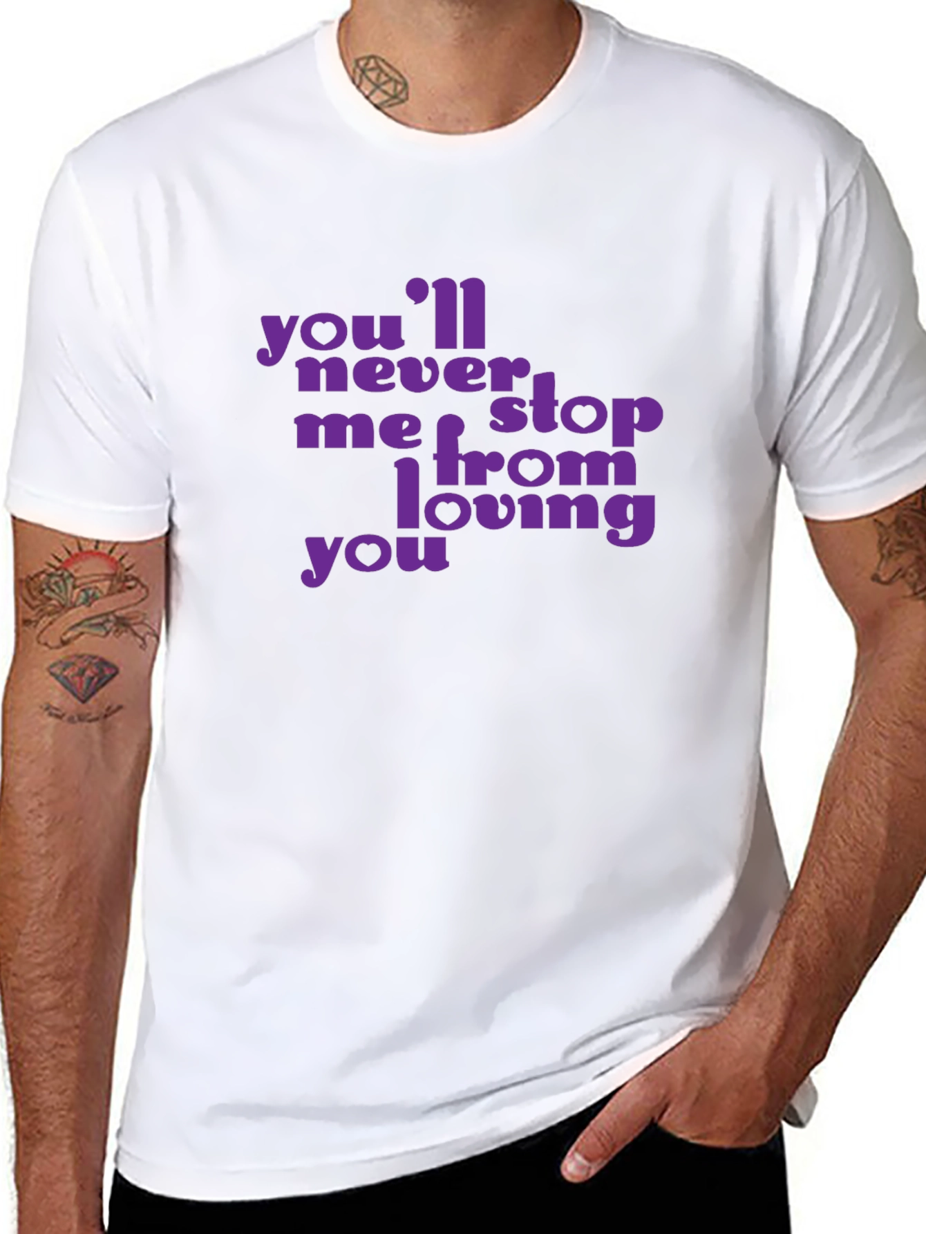 Purple Text Graphic Black T-Shirt