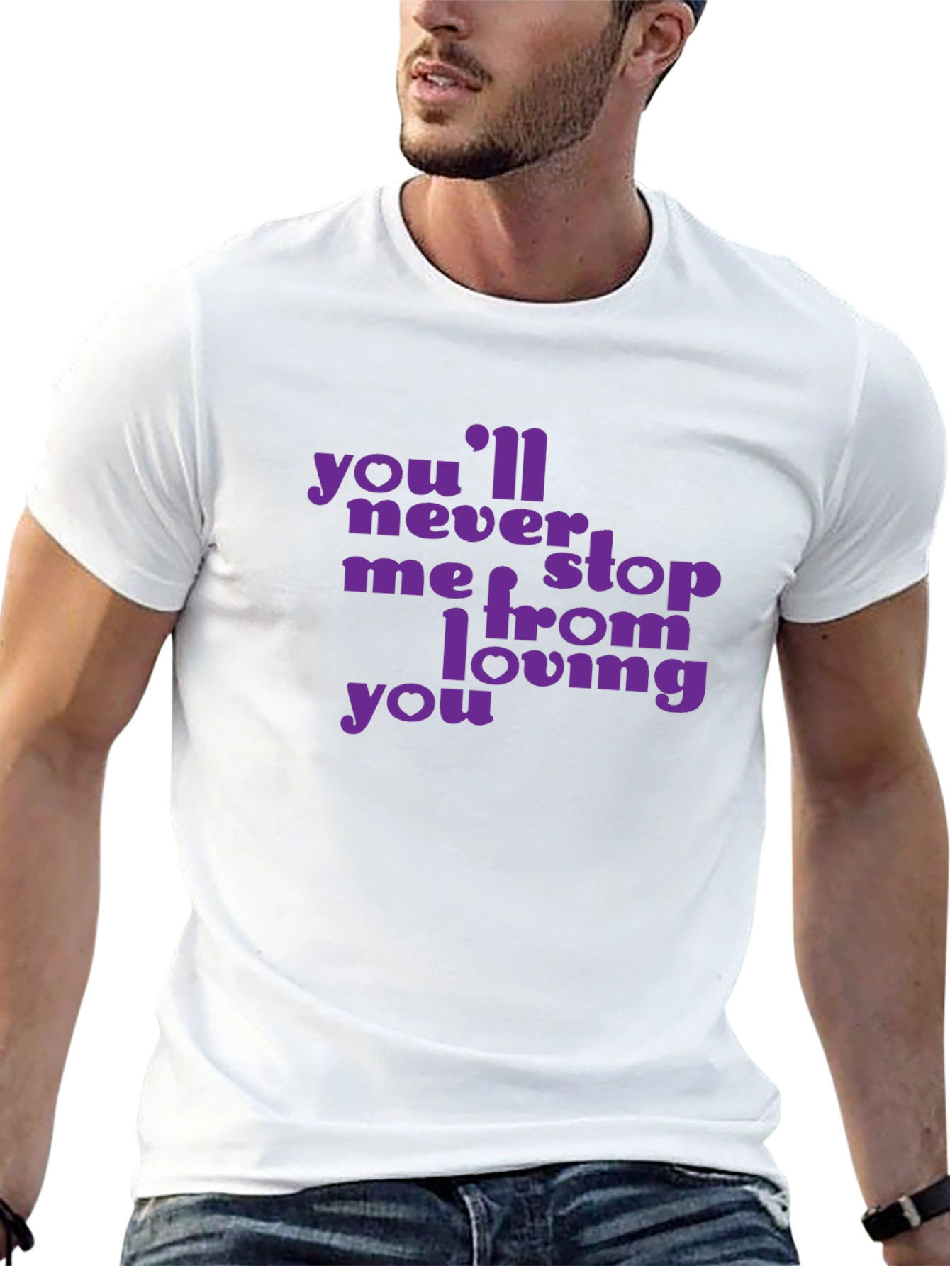 Purple Text Graphic Black T-Shirt