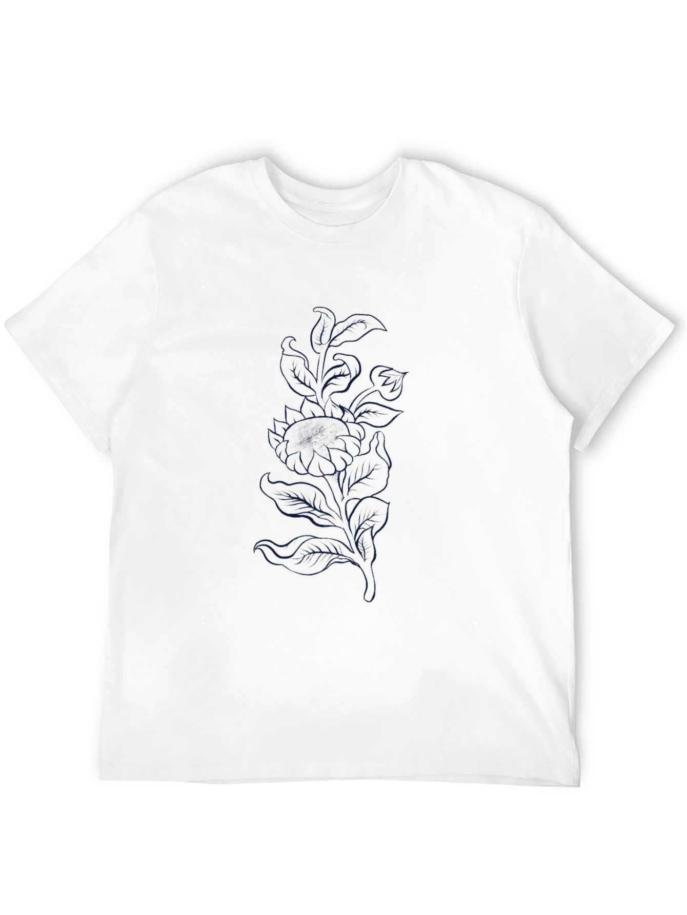 Mens Black T-Shirt with Subtle Floral Design
