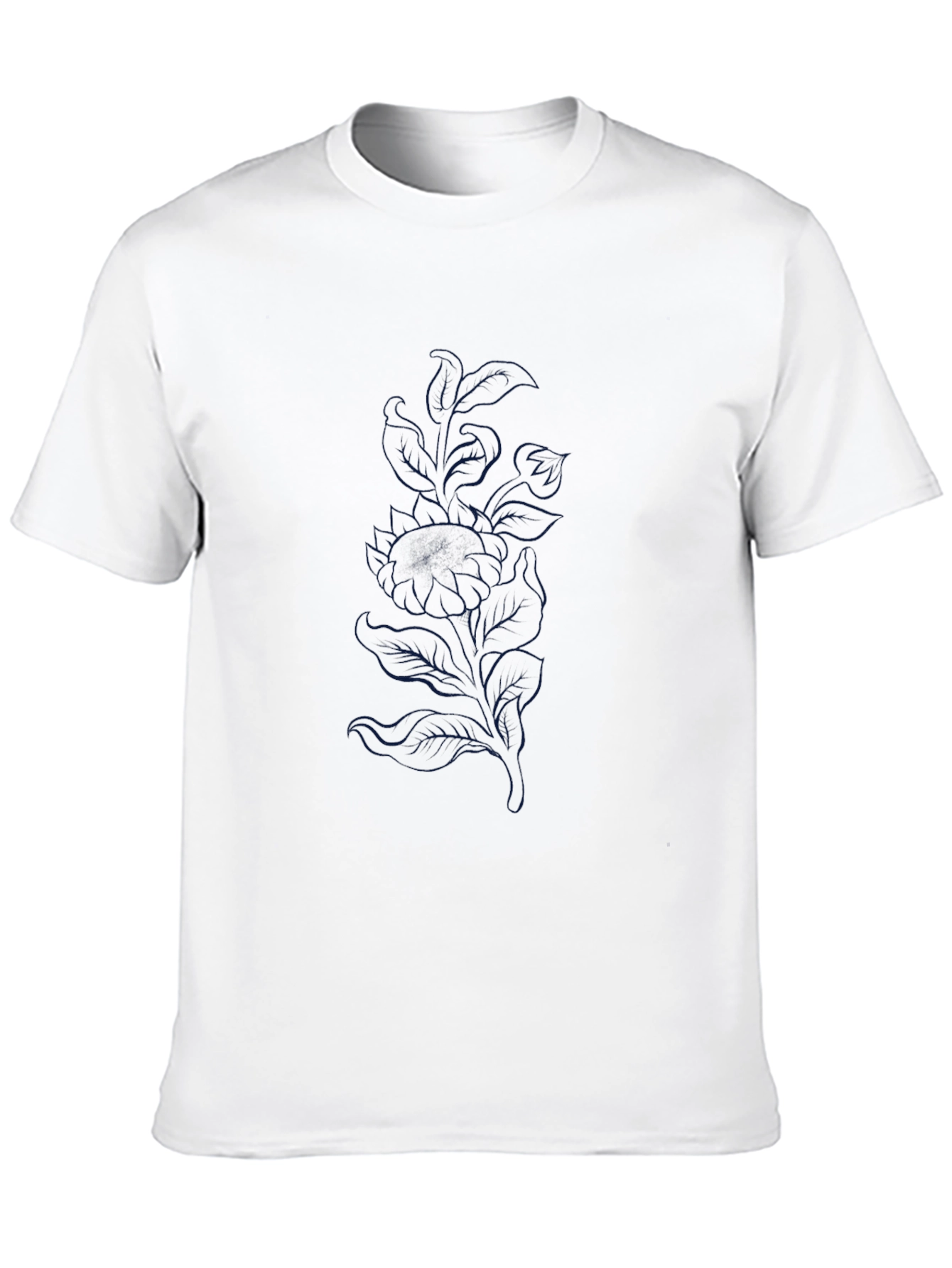 Mens Black T-Shirt with Subtle Floral Design