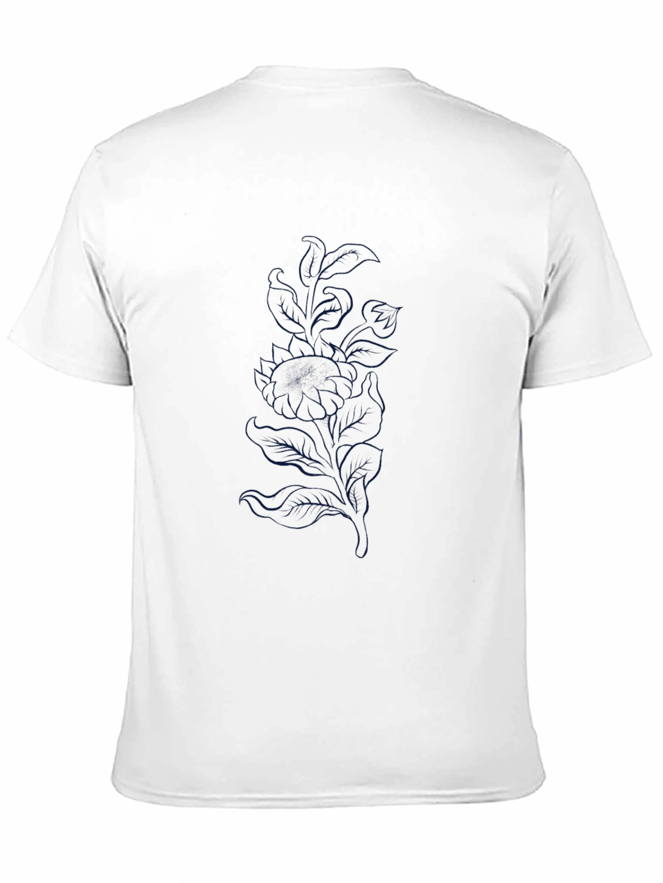 Mens Black T-Shirt with Subtle Floral Design