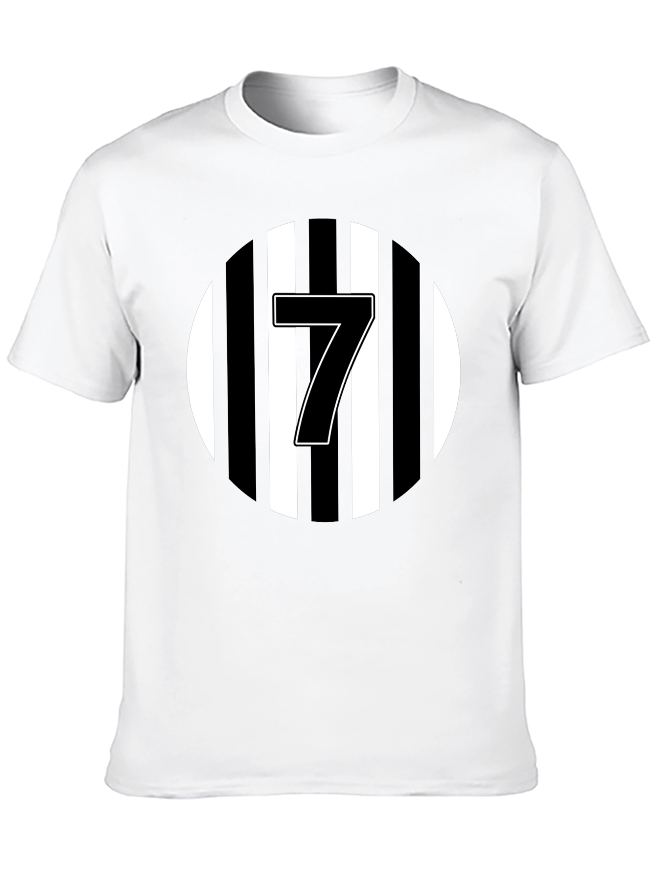 Number 7 Striped Graphic Tee - Black