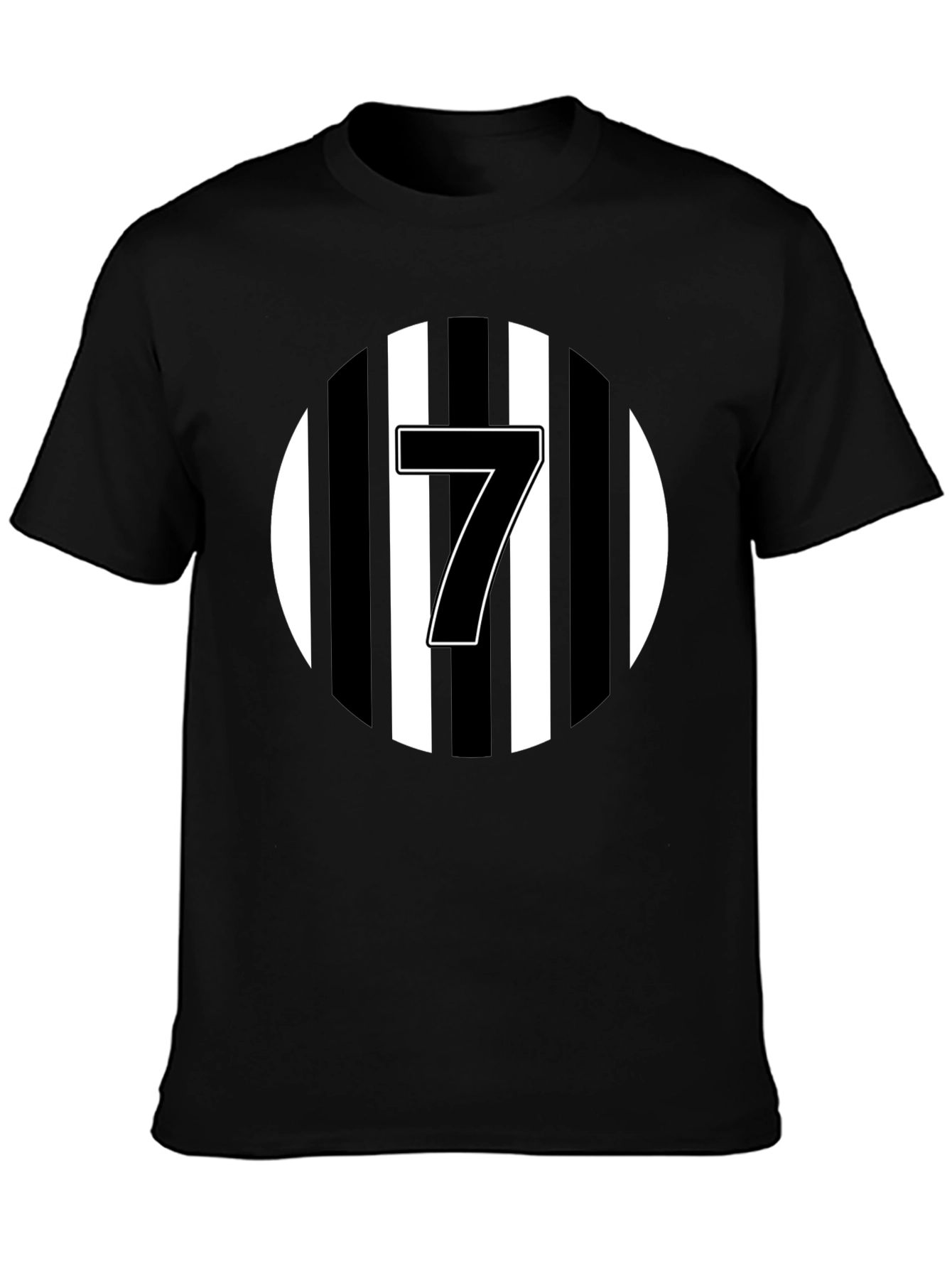 Number 7 Striped Graphic Tee - Black