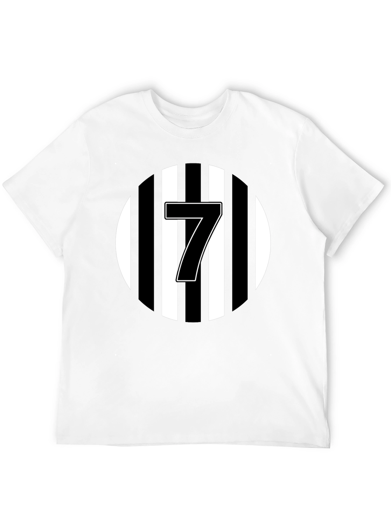 Number 7 Striped Graphic Tee - Black