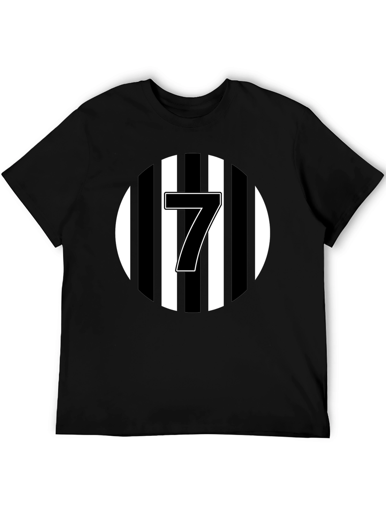 Number 7 Striped Graphic Tee - Black
