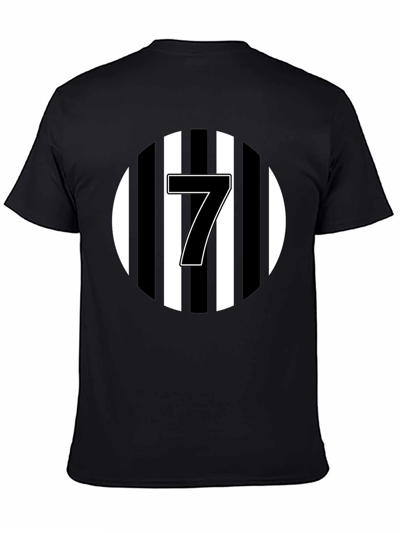 Number 7 Striped Graphic Tee - Black