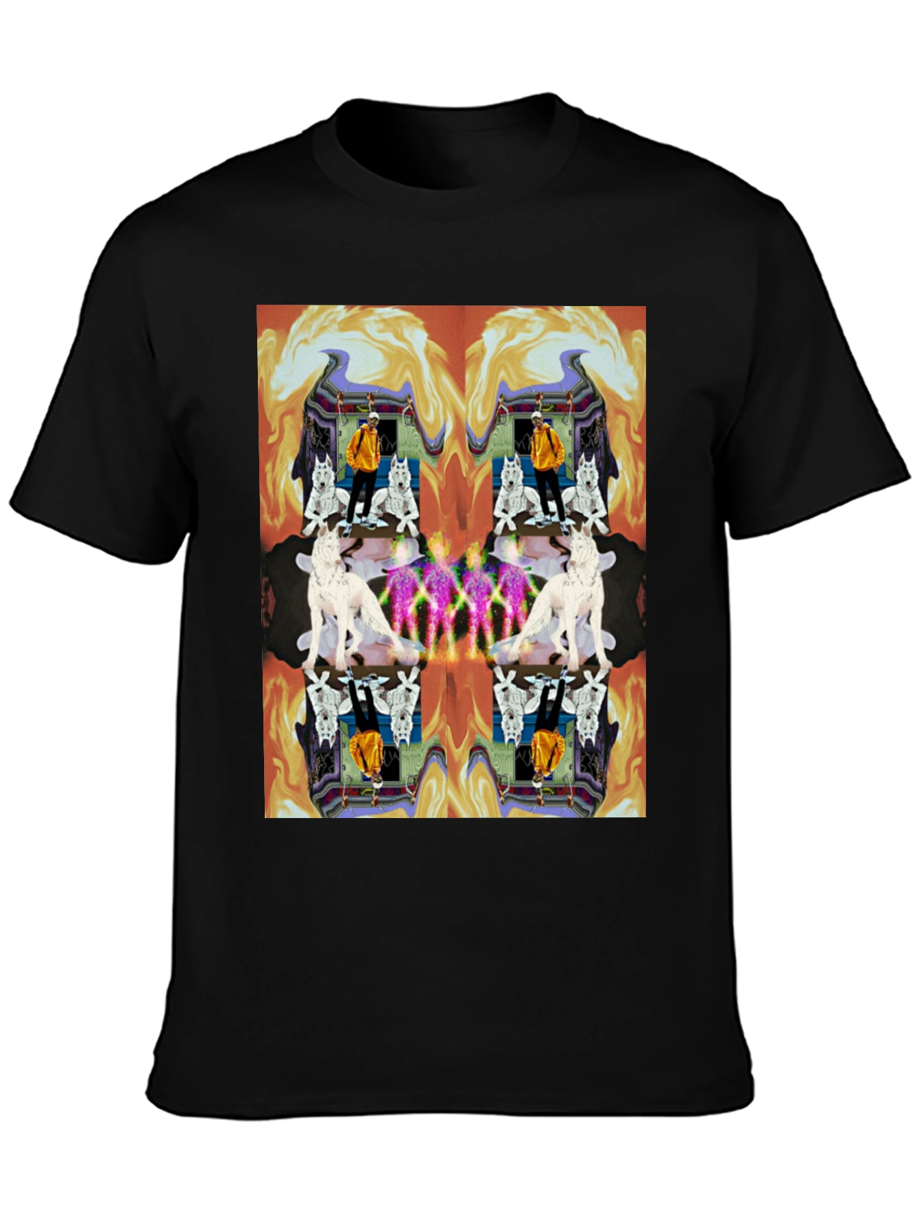 Kaleidoscopic Wolf Graphic Tee - Black