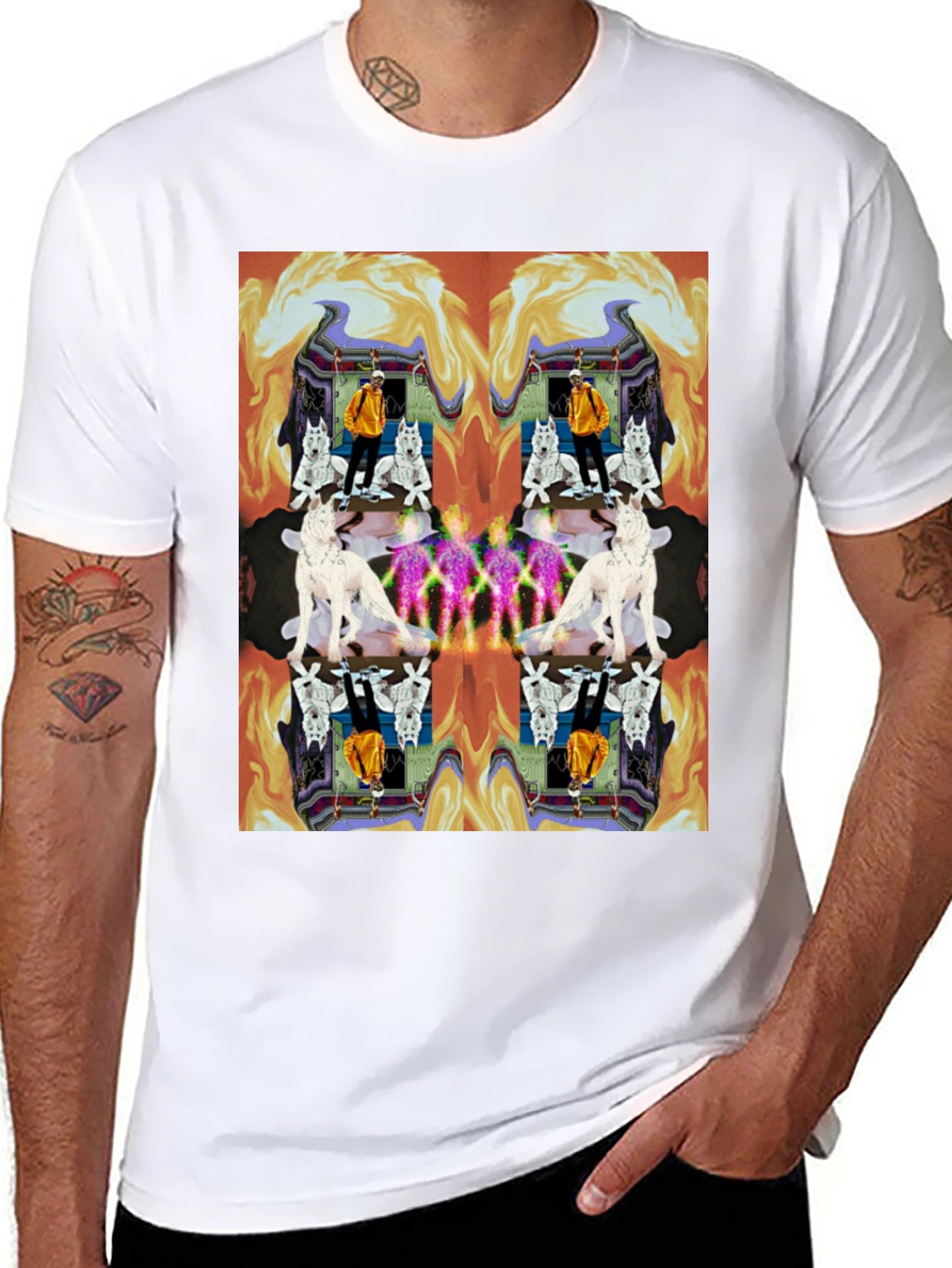 Kaleidoscopic Wolf Graphic Tee - Black
