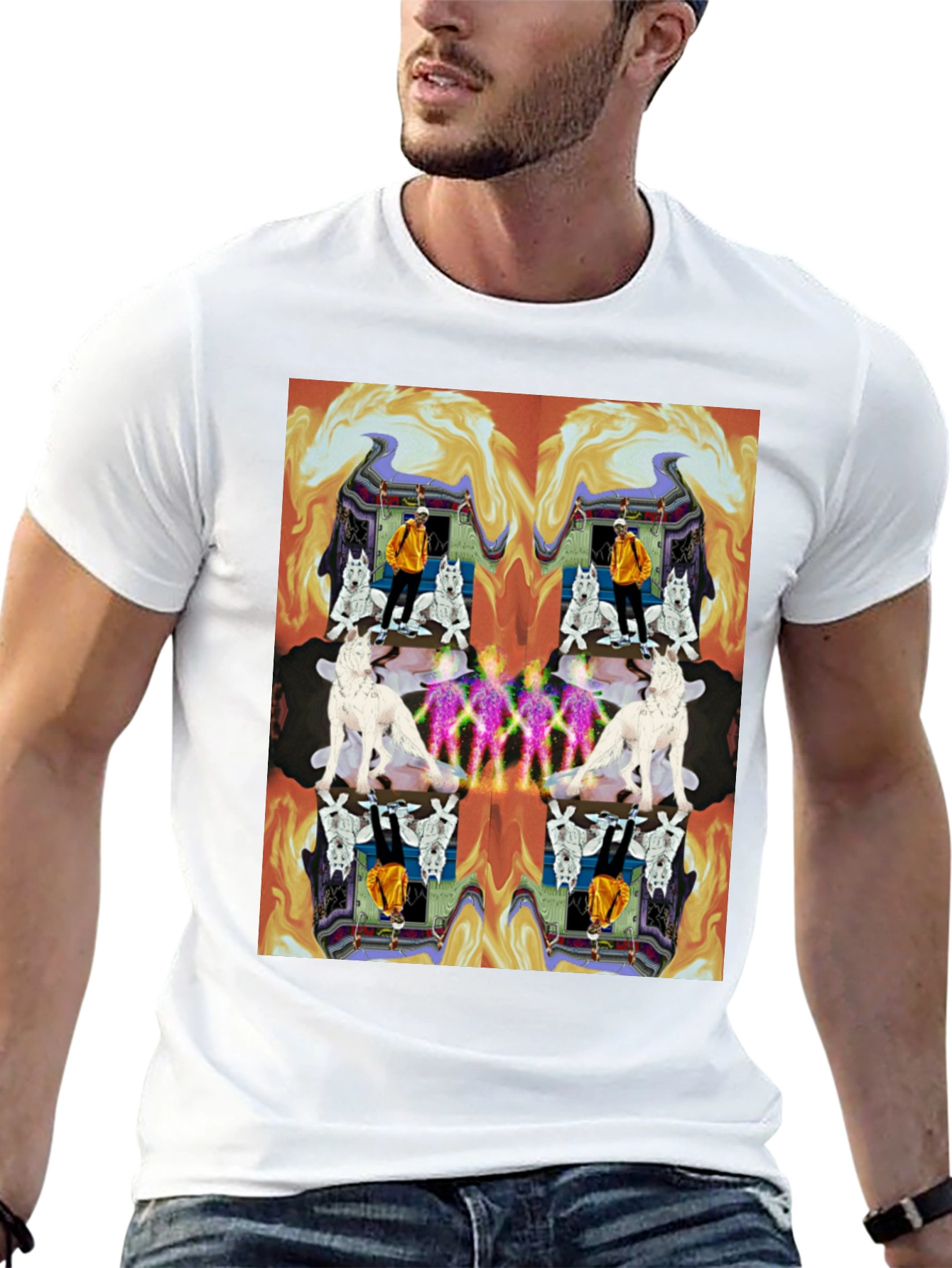Kaleidoscopic Wolf Graphic Tee - Black