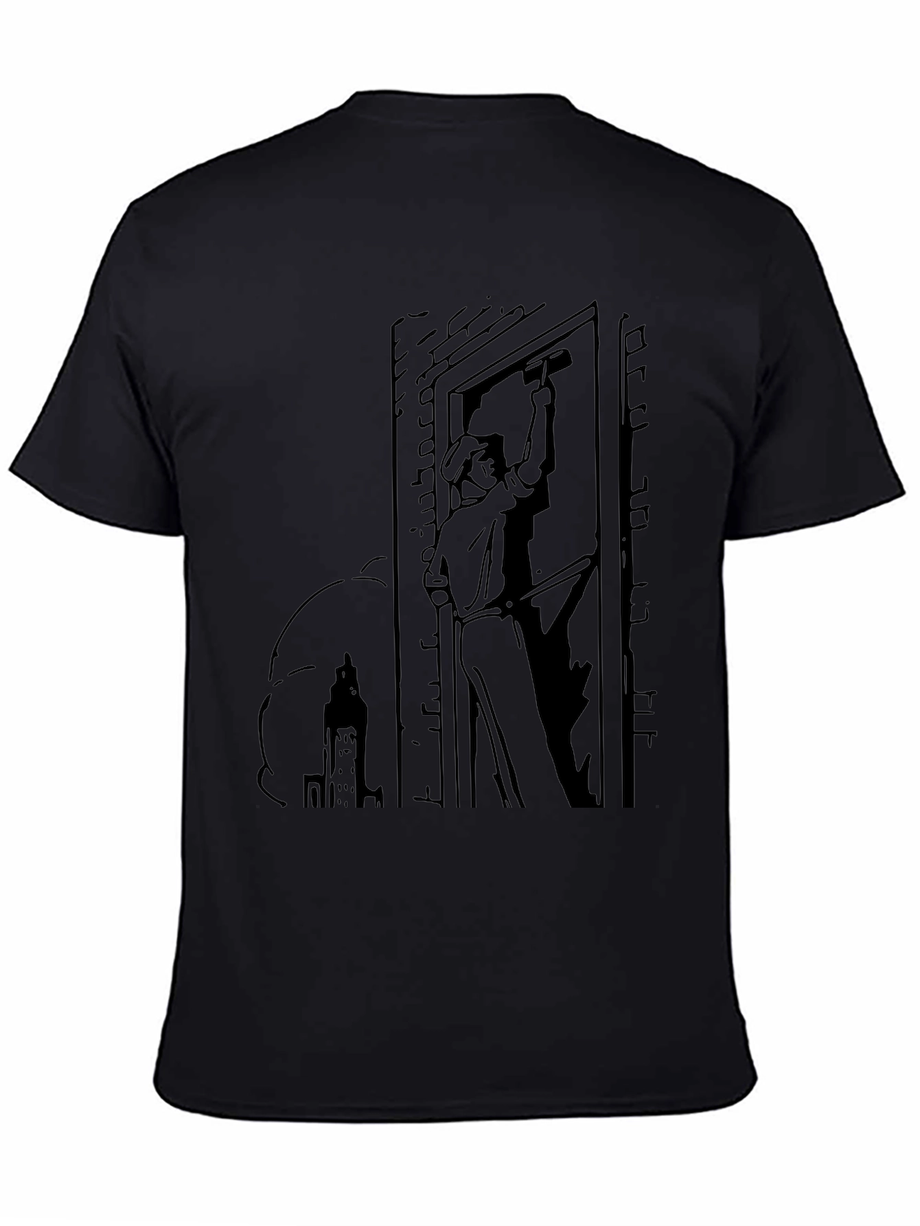 Worker Graphic Tee - Black Cotton Blend