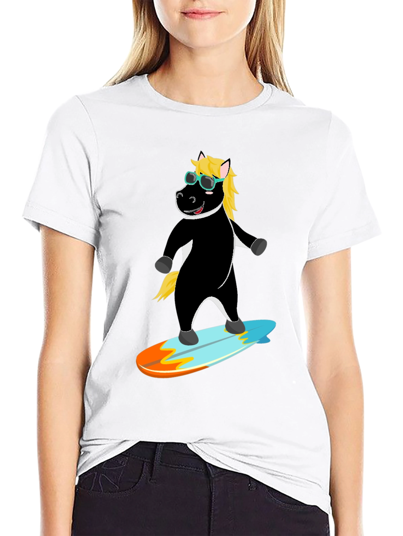 Surfing Horse Tee - Cool Cartoon Graphic