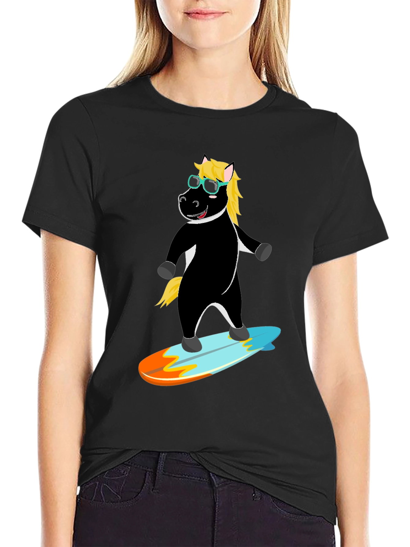 Surfing Horse Tee - Cool Cartoon Graphic