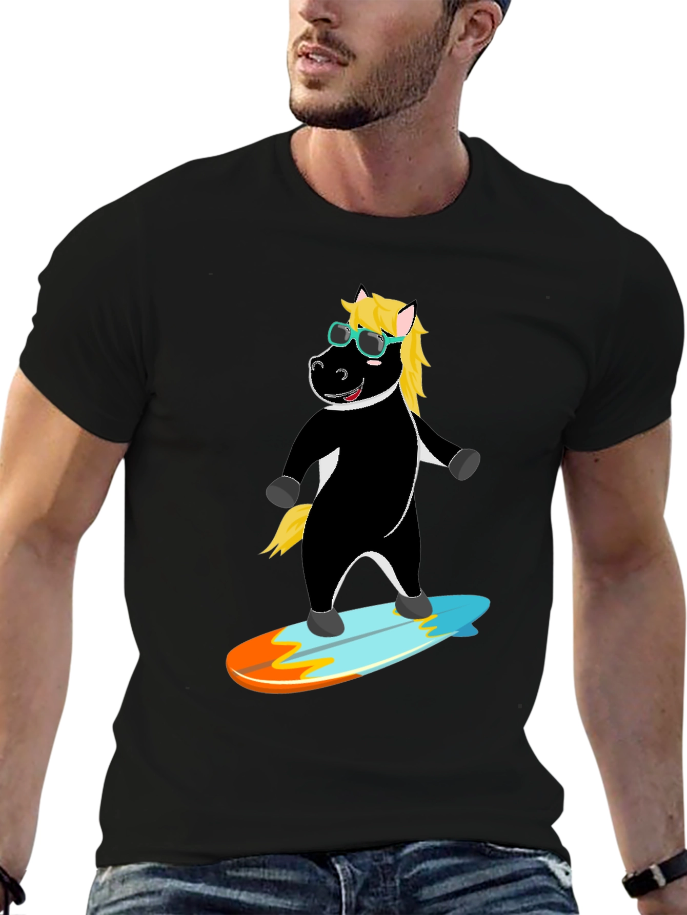 Surfing Horse Tee - Cool Cartoon Graphic