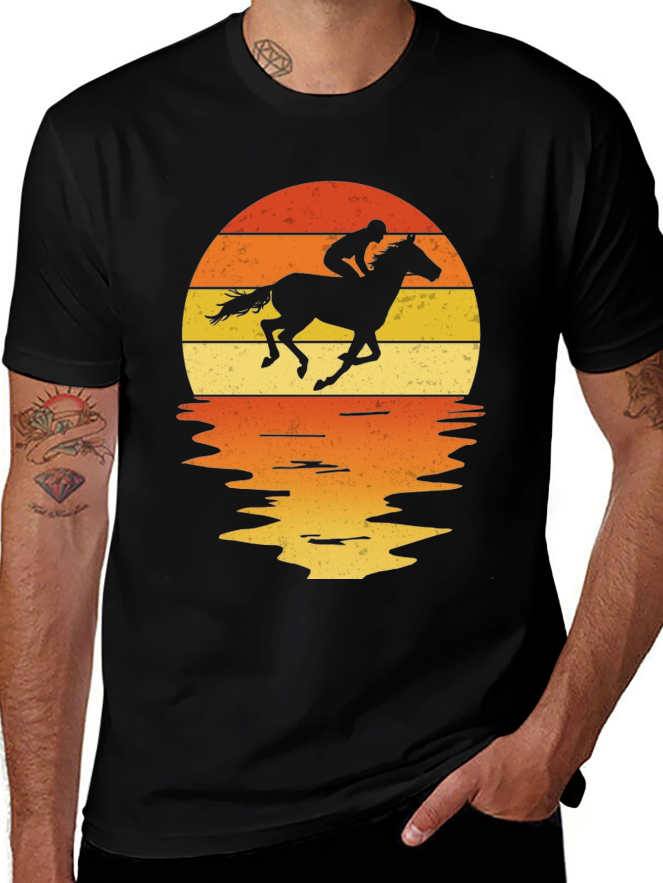 Horse Rider Sunset Graphic Tee