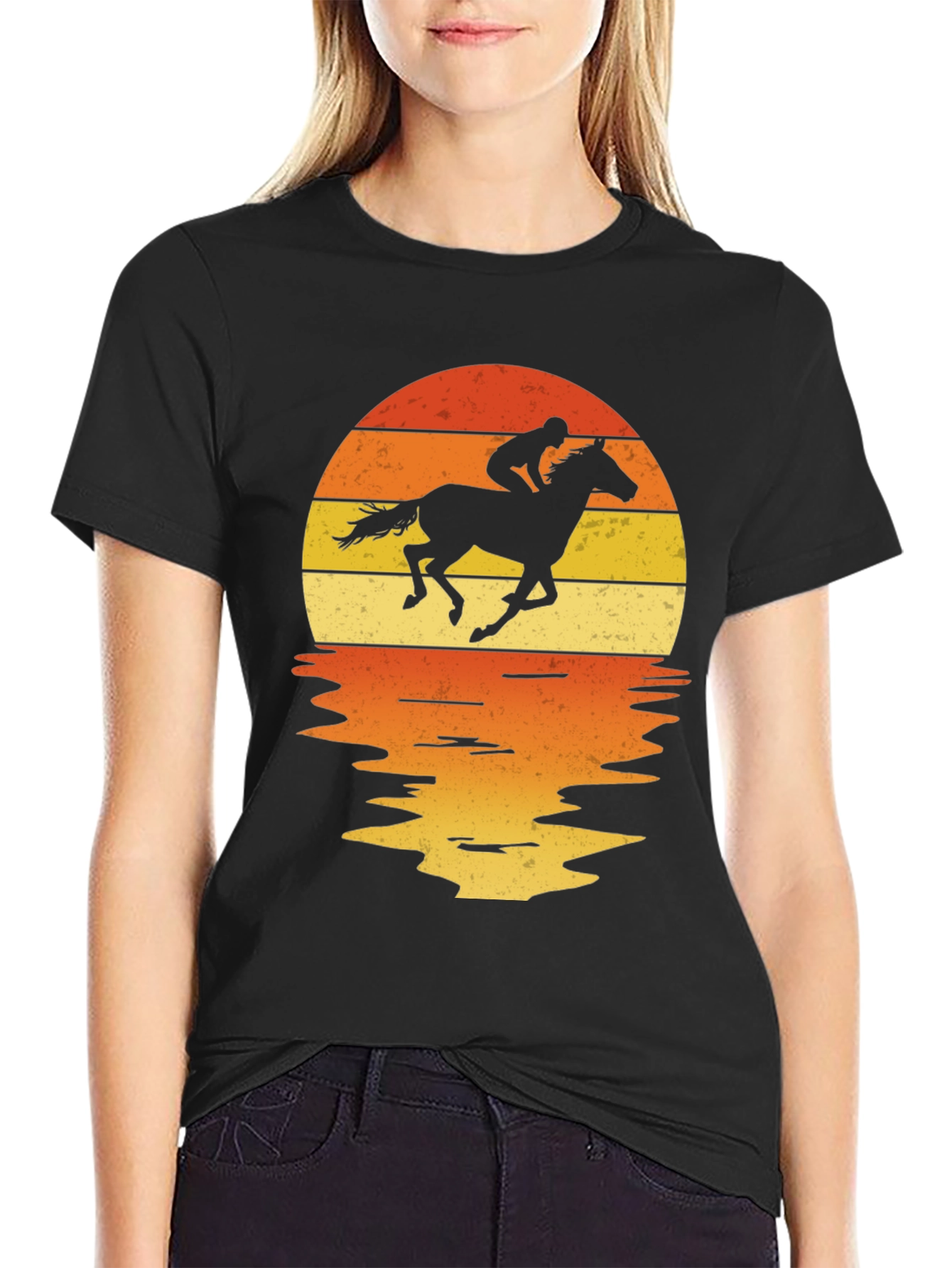 Horse Rider Sunset Graphic Tee