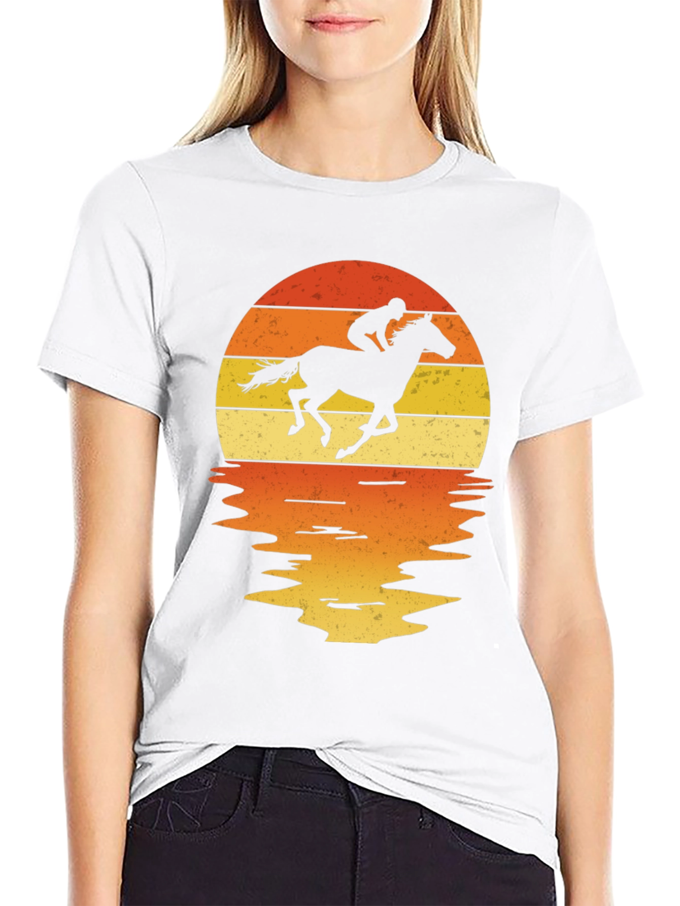 Horse Rider Sunset Graphic Tee
