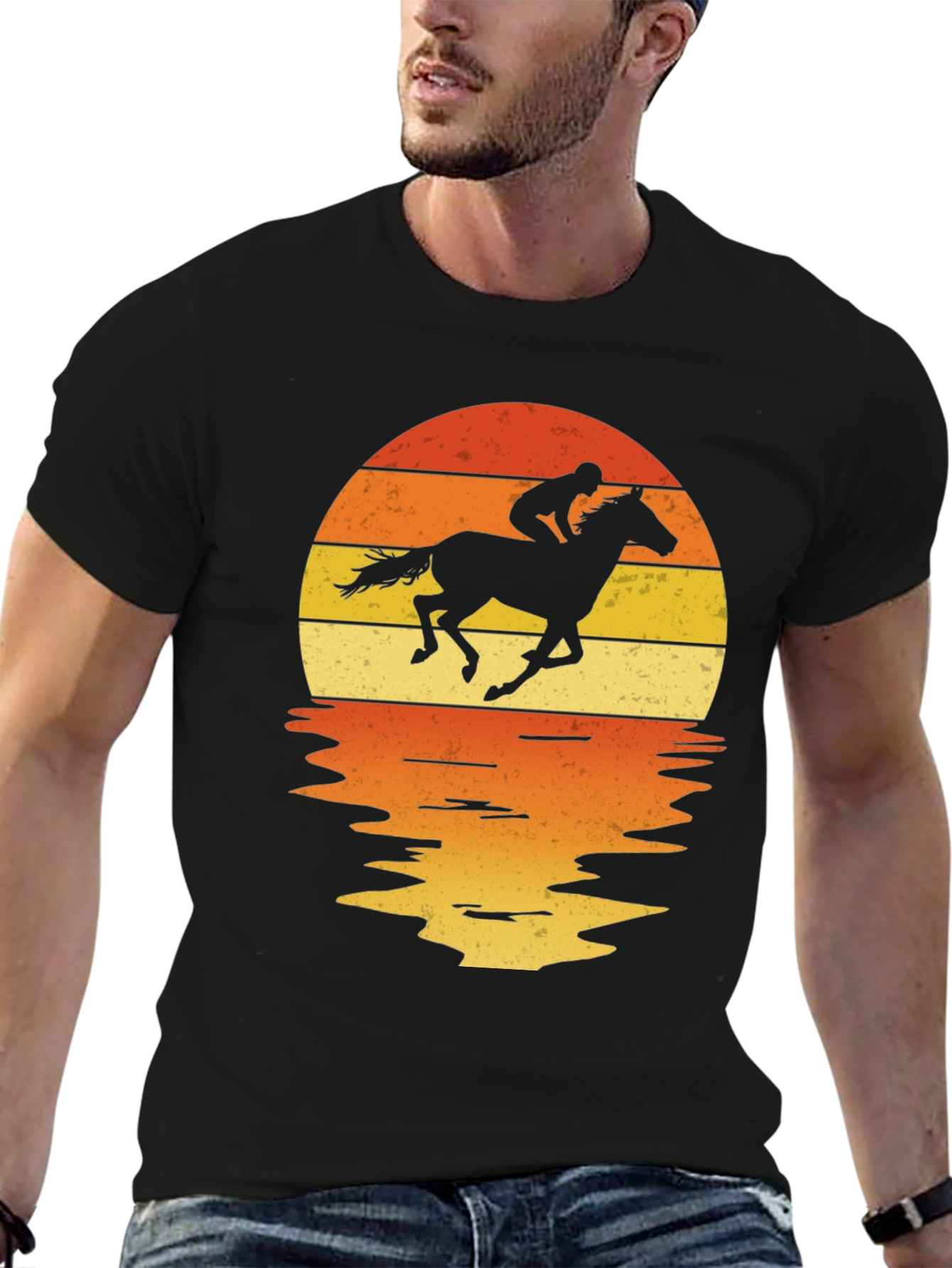 Horse Rider Sunset Graphic Tee