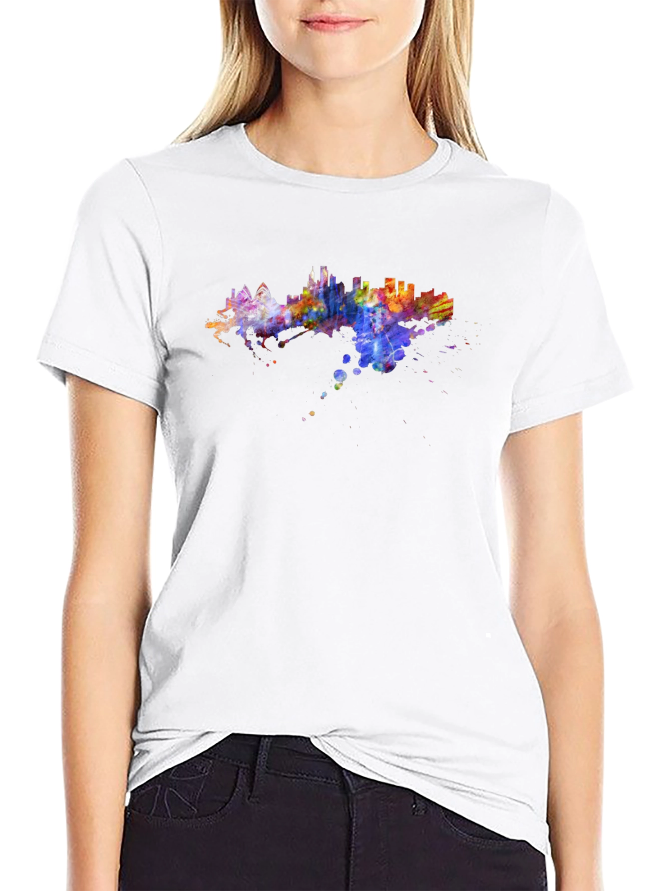 Watercolor Cityscape Graphic Tee
