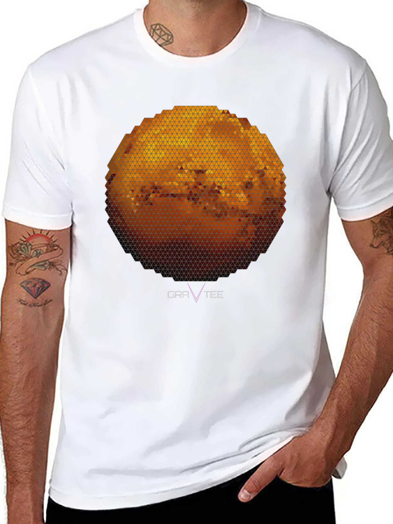 Geometric Planet Graphic Tee - Modern Black T-Shirt