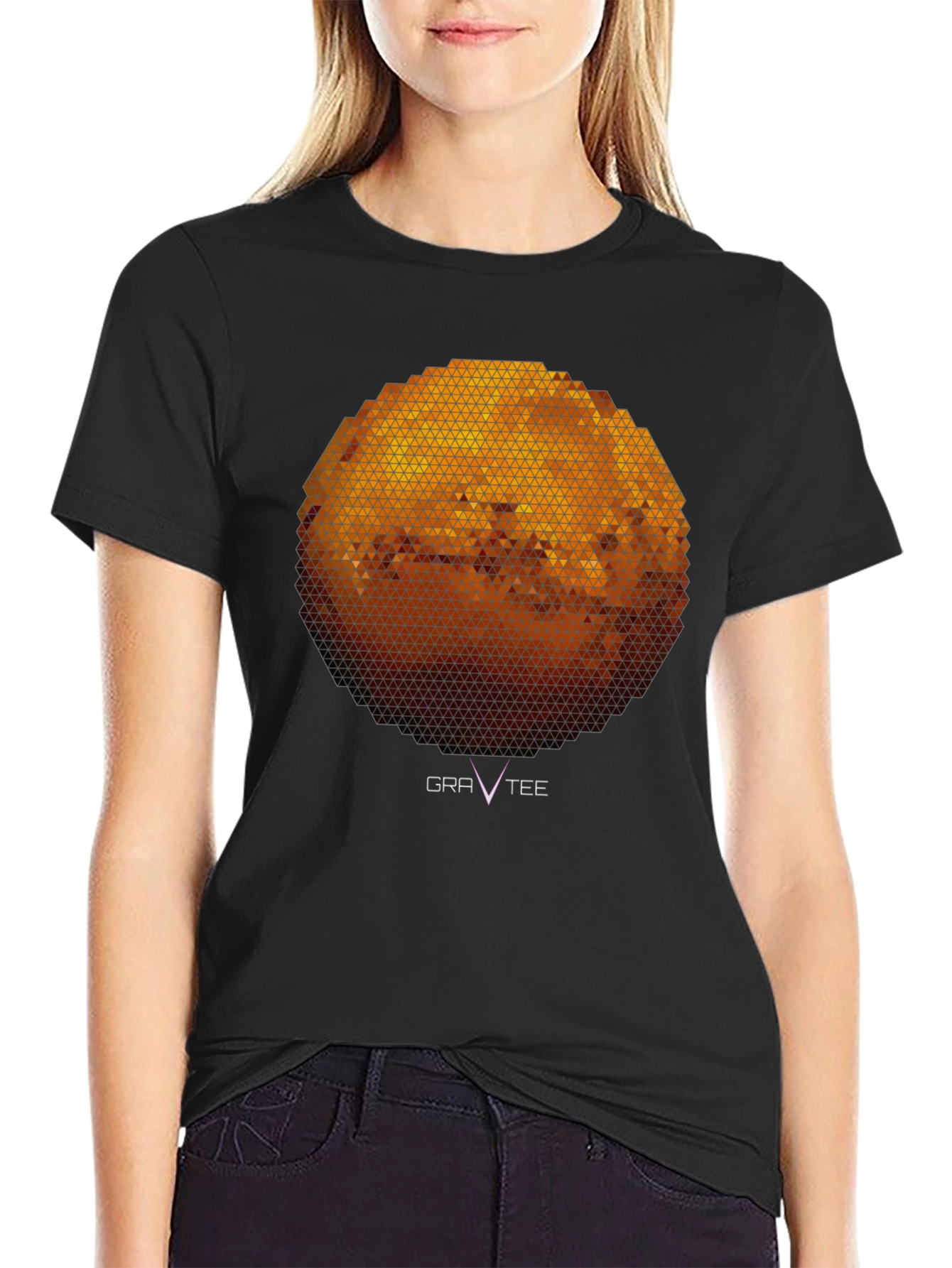 Geometric Planet Graphic Tee - Modern Black T-Shirt